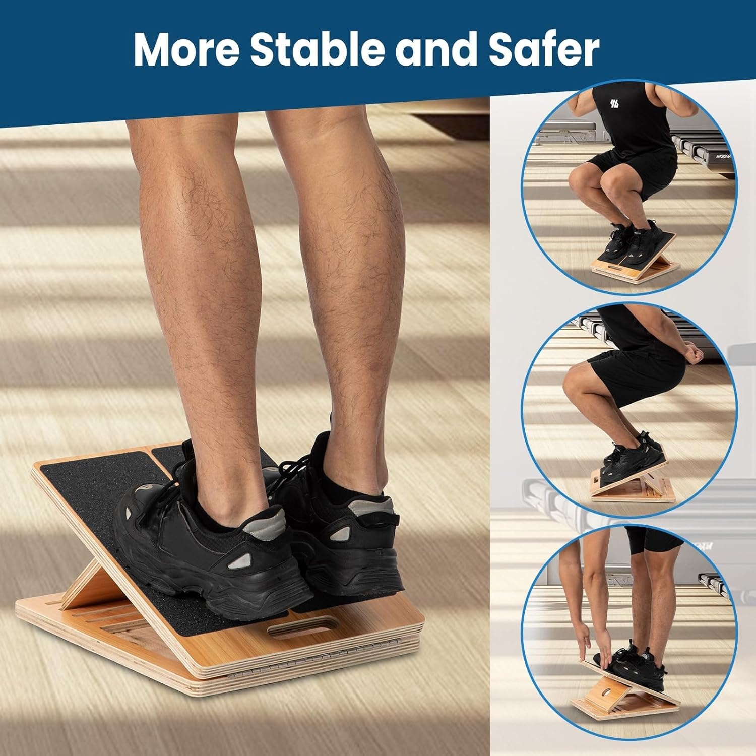image:imageStrongTek 13 Wide Portable Wooden Slant Board 5Level Incline 1535 Lower Grip Handle Beginner amp Rehab Friendly NonSlip Surface for Calf Stretching Squats Physical Therapylarge