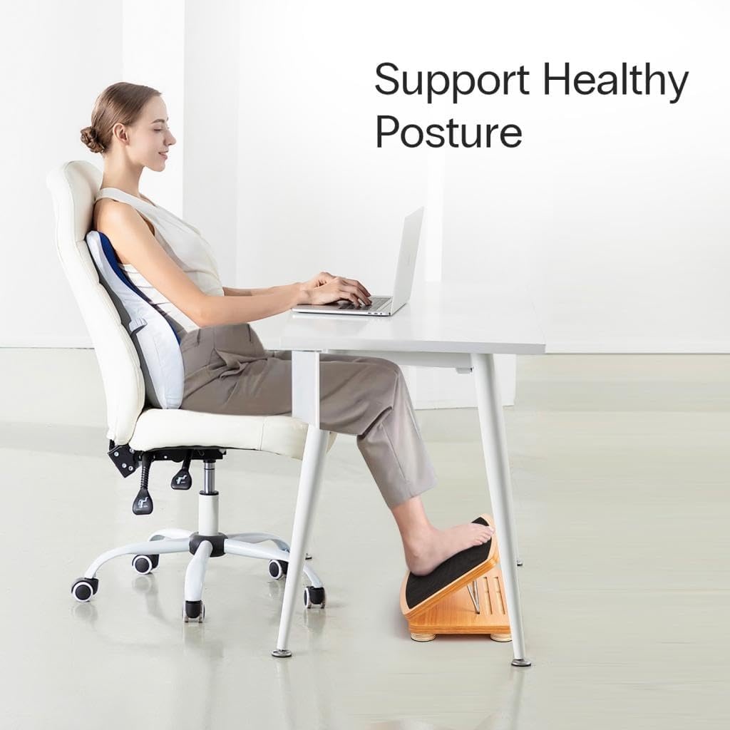 image:imageStrongTek Adjustable Wooden Foot Rest for Under Desk Ergonomic Office Footstool with 3 Height Levels Improves Posture amp Leg Circulation Comfortable Foot Support for Work amp Home