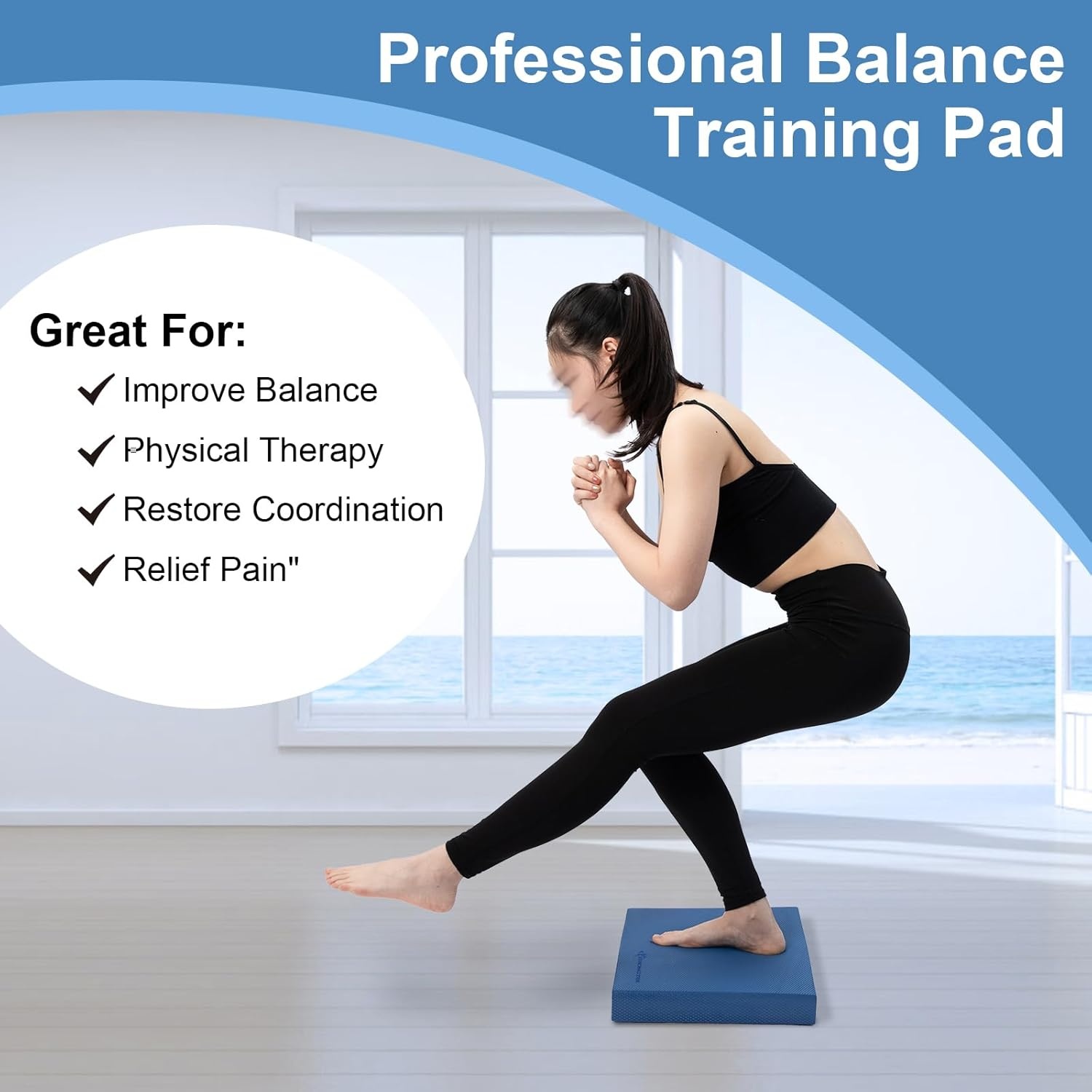 image:imageStrongTek Professional Foam Exercise Balance Pad 158 x 13 x 2 HighDensity TPE Foam Knee Pad NonSlip amp WaterResistant for Balance Training Physical Therapy Yoga and MoreBlue