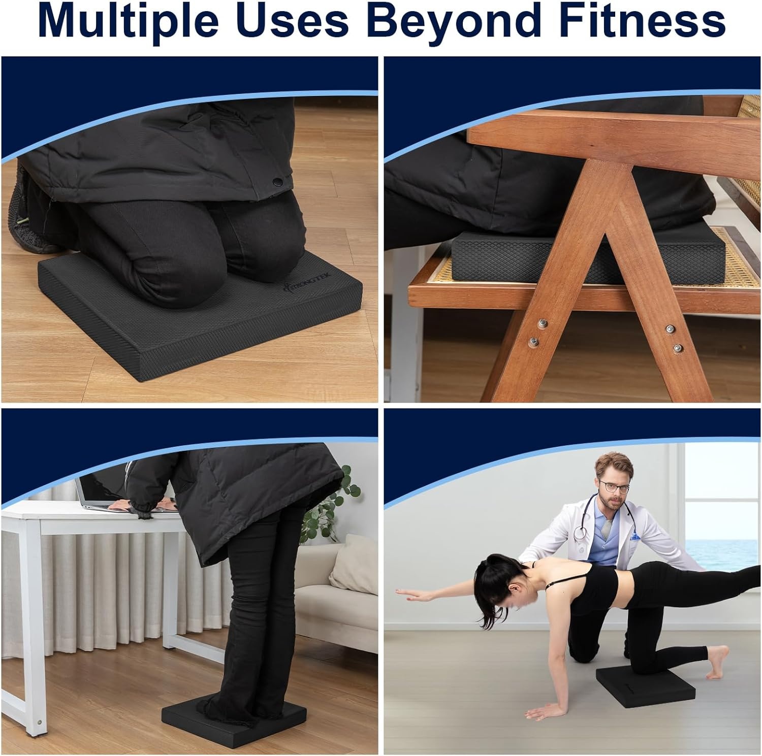image:imageStrongTek Professional Foam Exercise Balance Pad 158 x 13 x 2 HighDensity TPE Foam Knee Pad NonSlip amp WaterResistant for Balance Training Physical Therapy Yoga and MoreBlack