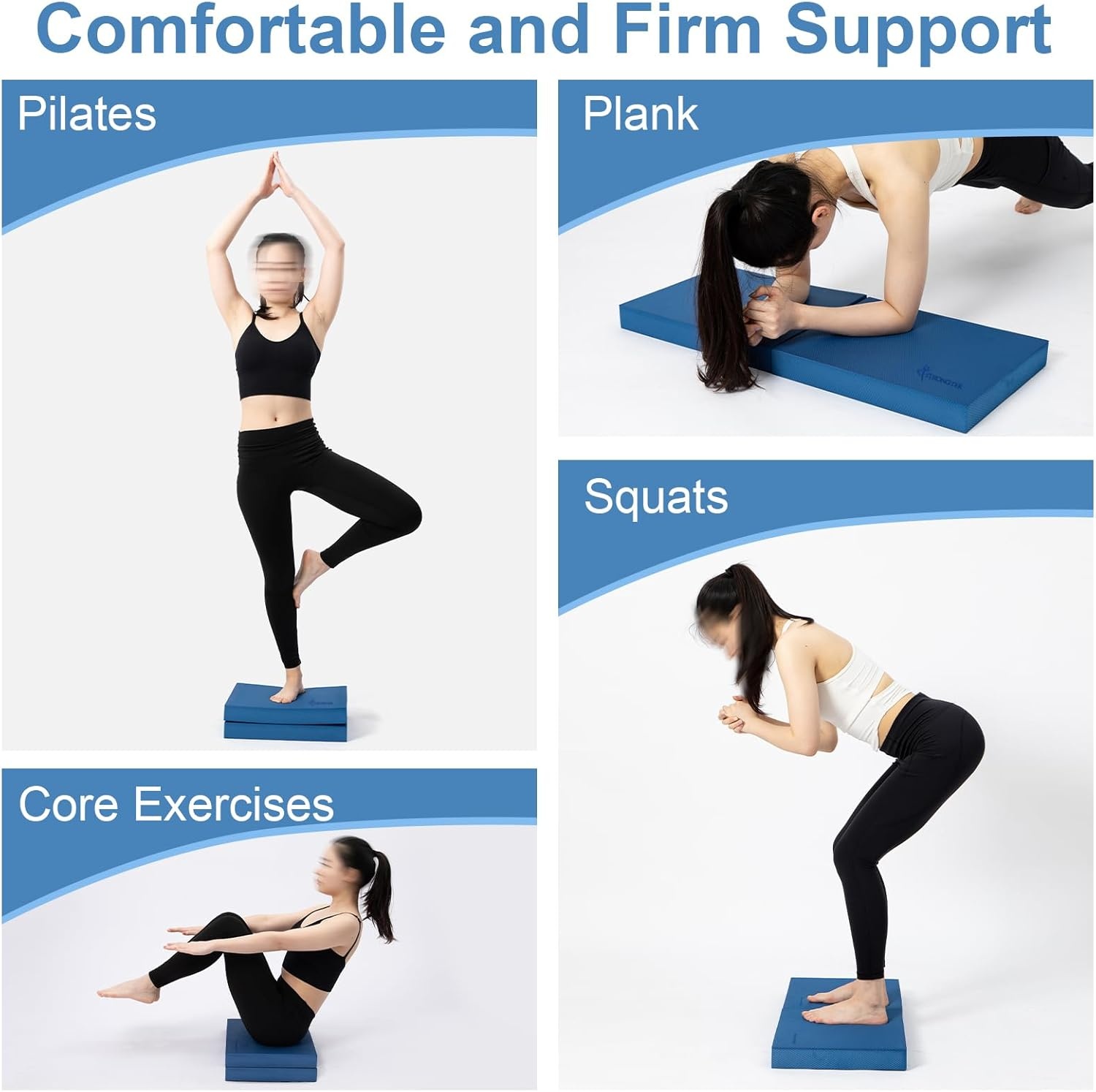 image:imageStrongTek Professional Foam Exercise Balance Pad 158 x 13 x 2 HighDensity TPE Foam Knee Pad NonSlip amp WaterResistant for Balance Training Physical Therapy Yoga and MoreBlueSet of 2