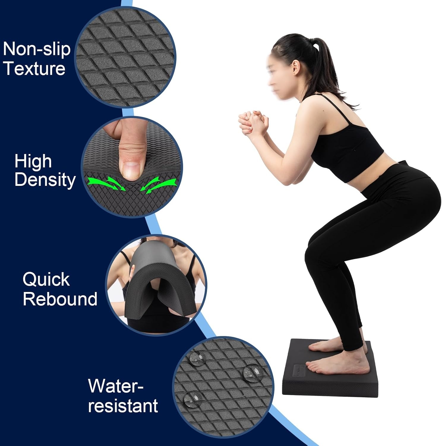 image:imageStrongTek Professional Foam Exercise Balance Pad 158 x 13 x 2 HighDensity TPE Foam Knee Pad NonSlip amp WaterResistant for Balance Training Physical Therapy Yoga and MoreGrey
