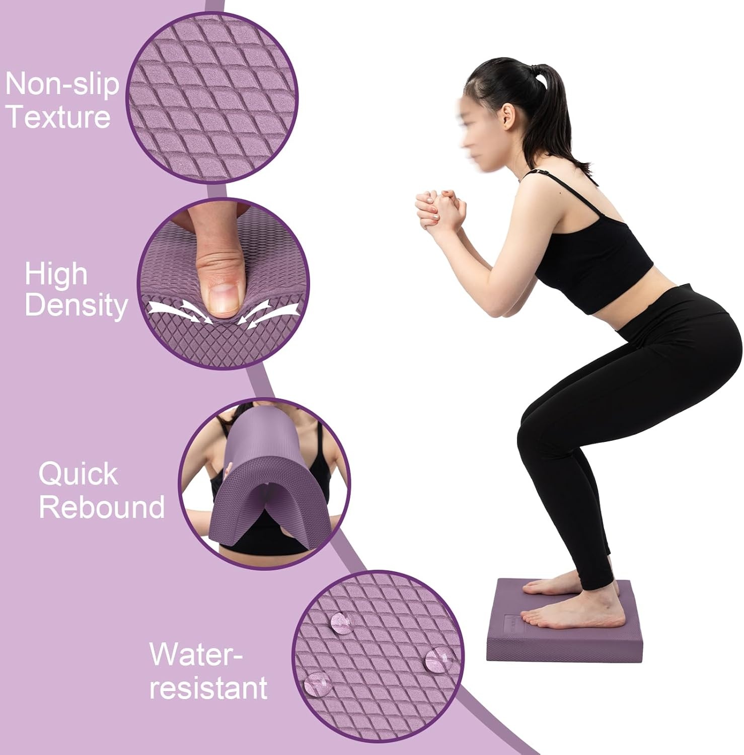 image:imageStrongTek Professional Foam Exercise Balance Pad 158 x 13 x 2 HighDensity TPE Foam Knee Pad NonSlip amp WaterResistant for Balance Training Physical Therapy Yoga and MorePurple