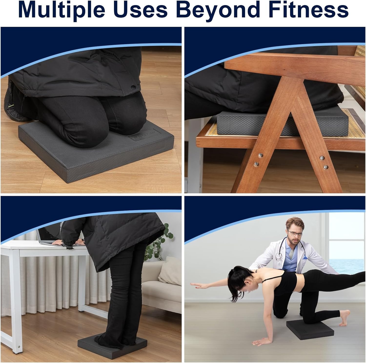 image:imageStrongTek Professional Foam Exercise Balance Pad 158 x 13 x 2 HighDensity TPE Foam Knee Pad NonSlip amp WaterResistant for Balance Training Physical Therapy Yoga and MoreGrey