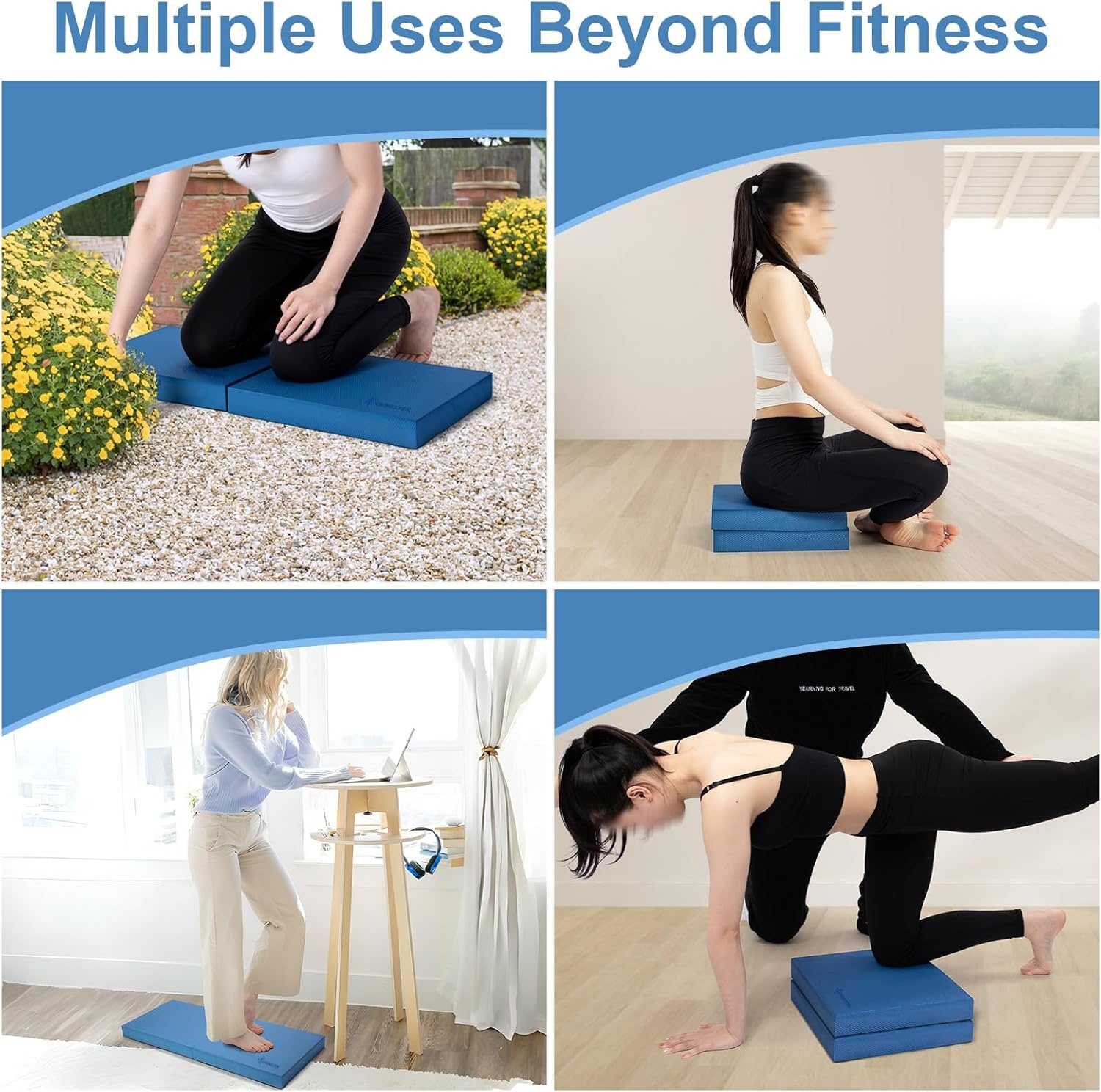 image:imageStrongTek Professional Foam Exercise Balance Pad 158 x 13 x 2 HighDensity TPE Foam Knee Pad NonSlip amp WaterResistant for Balance Training Physical Therapy Yoga and MoreBlueSet of 2