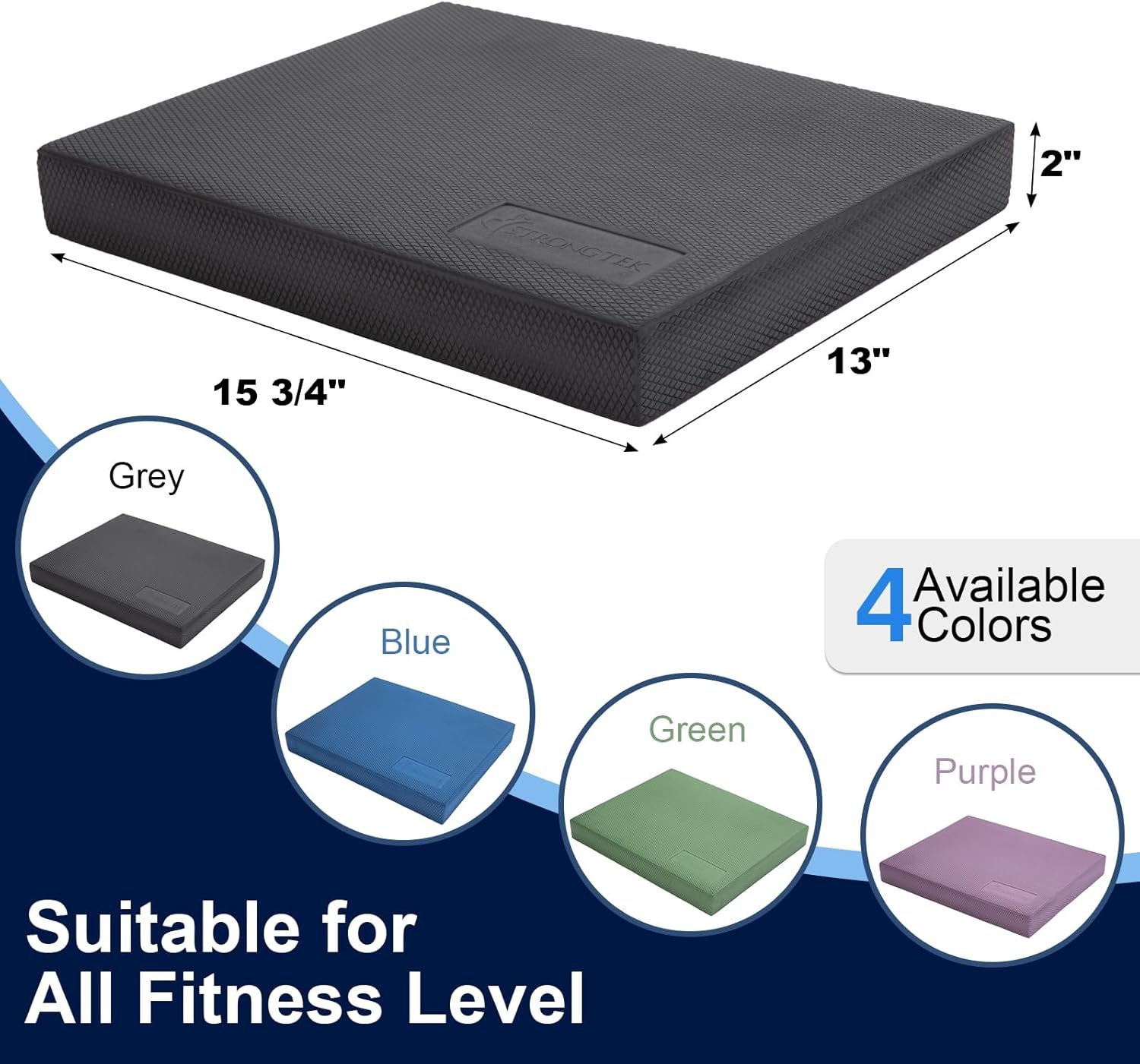 image:imageStrongTek Professional Foam Exercise Balance Pad 158 x 13 x 2 HighDensity TPE Foam Knee Pad NonSlip amp WaterResistant for Balance Training Physical Therapy Yoga and MoreGrey