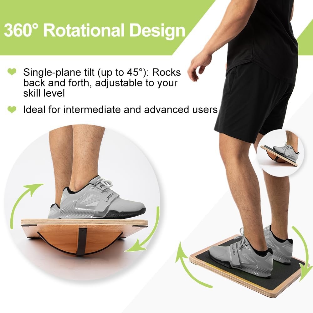 image:imageStrongTek Professional Wooden Balance Board Rocker Board Wood Standing Desk Accessory Balancing Board for Under Desk Anti Slip Roller Core Strength Stability Office Wobble BoardsExtra LargeAdvanced360 Rotation