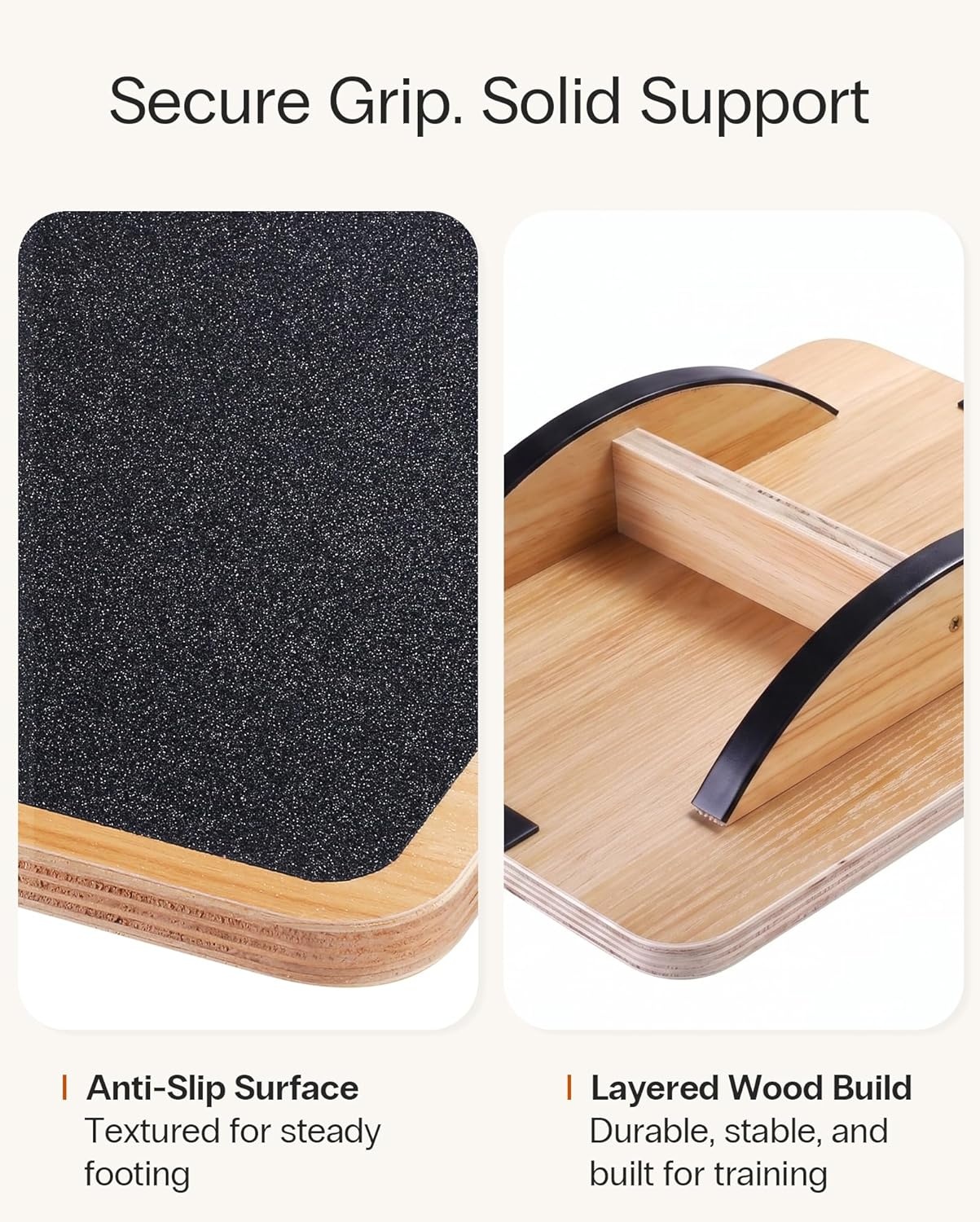 image:imageStrongTek Professional Wooden Balance Board Rocker Board Wood Standing Desk Accessory Balancing Board for Under Desk Anti Slip Roller Core Strength Stability Office Wobble BoardsStandardBasic