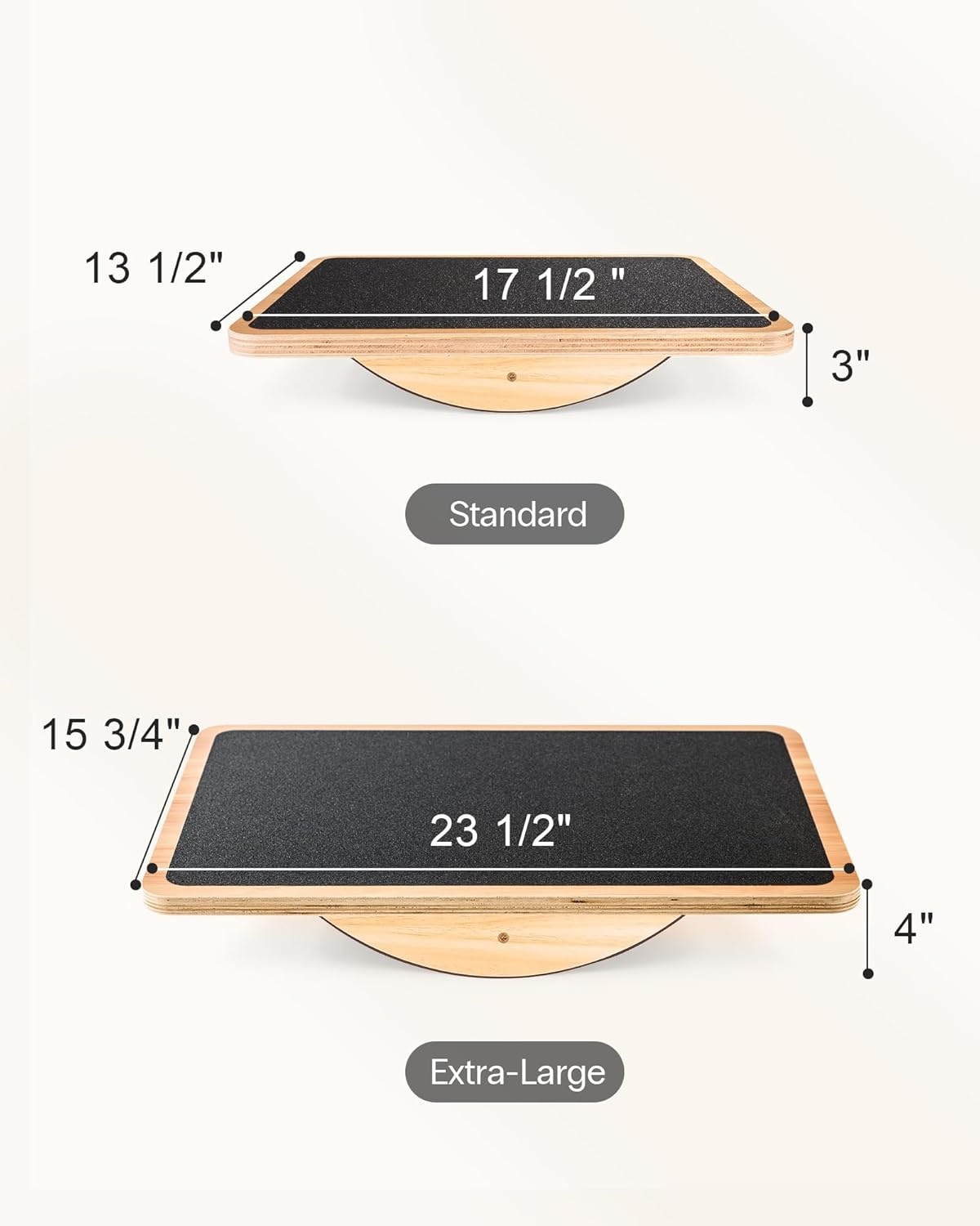 image:imageStrongTek Professional Wooden Balance Board Rocker Board Wood Standing Desk Accessory Balancing Board for Under Desk Anti Slip Roller Core Strength Stability Office Wobble BoardsStandardBasic