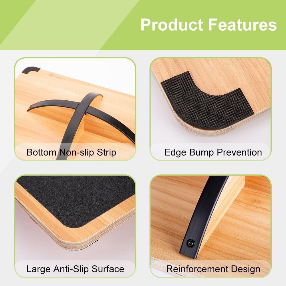 image:imageStrongTek Professional Wooden Balance Board Rocker Board Wood Standing Desk Accessory Balancing Board for Under Desk Anti Slip Roller Core Strength Stability Office Wobble BoardsExtra LargeAdvanced360 Rotation