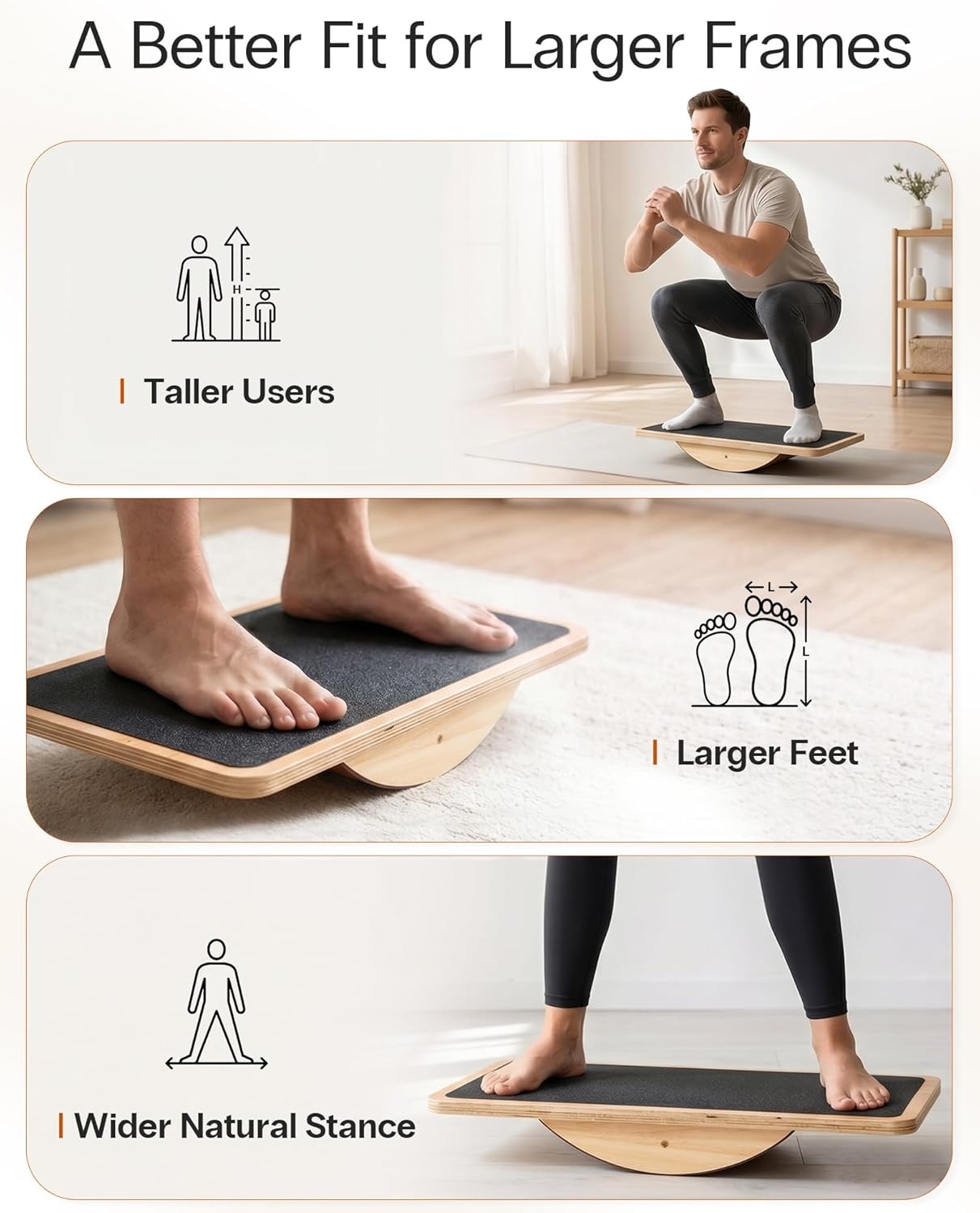 image:imageStrongTek Professional Wooden Balance Board Rocker Board Wood Standing Desk Accessory Balancing Board for Under Desk Anti Slip Roller Core Strength Stability Office Wobble BoardsExtra LargeBasic