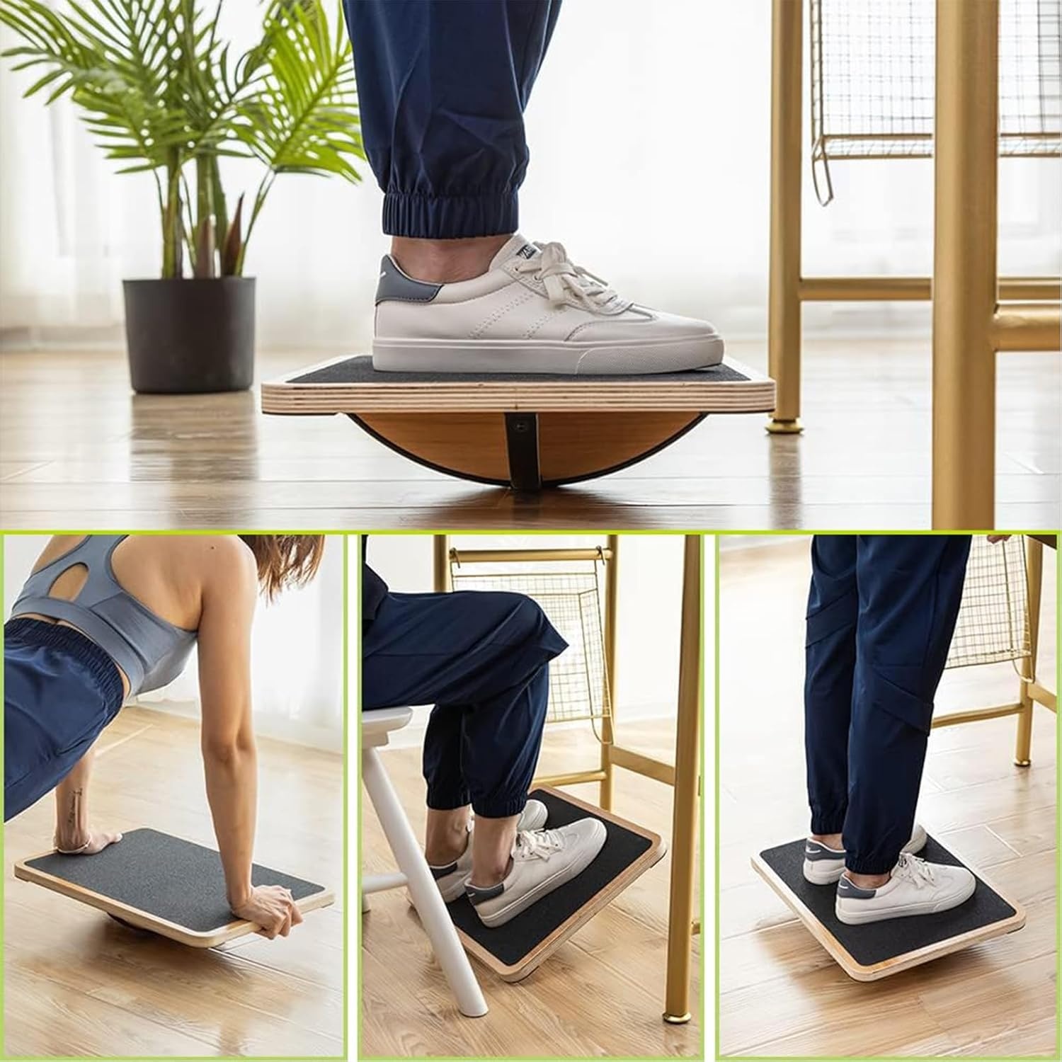 image:imageStrongTek Professional Wooden Balance Board Rocker Board Wood Standing Desk Accessory Balancing Board for Under Desk Anti Slip Roller Core Strength Stability Office Wobble BoardsStandardAdvanced360 Rotation