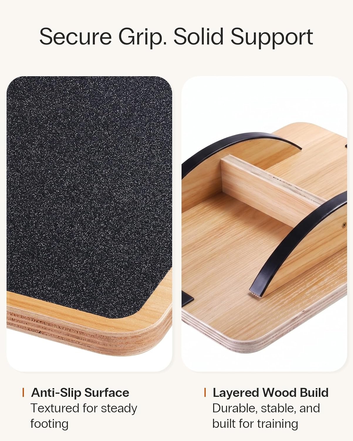 image:imageStrongTek Professional Wooden Balance Board Rocker Board Wood Standing Desk Accessory Balancing Board for Under Desk Anti Slip Roller Core Strength Stability Office Wobble BoardsExtra LargeBasic
