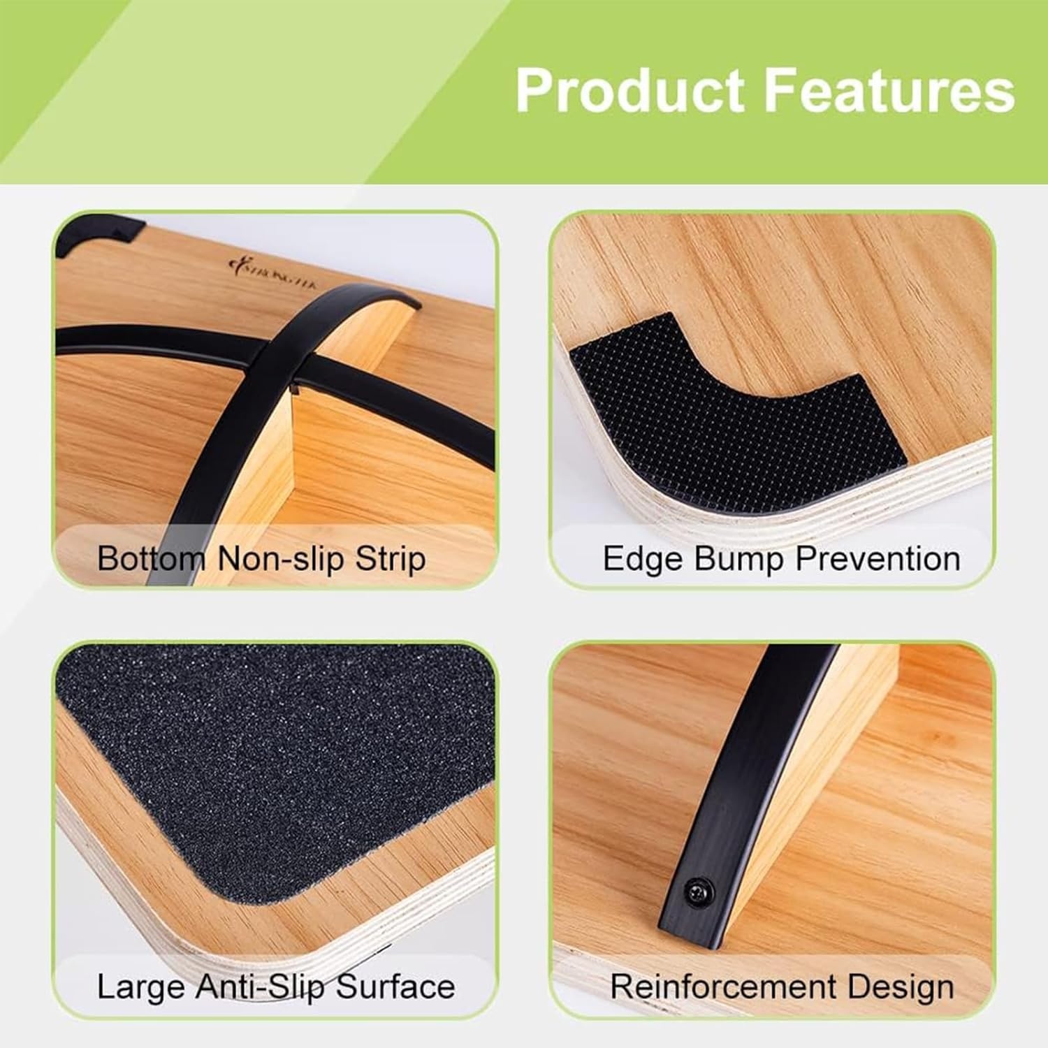 image:imageStrongTek Professional Wooden Balance Board Rocker Board Wood Standing Desk Accessory Balancing Board for Under Desk Anti Slip Roller Core Strength Stability Office Wobble BoardsStandardAdvanced360 Rotation