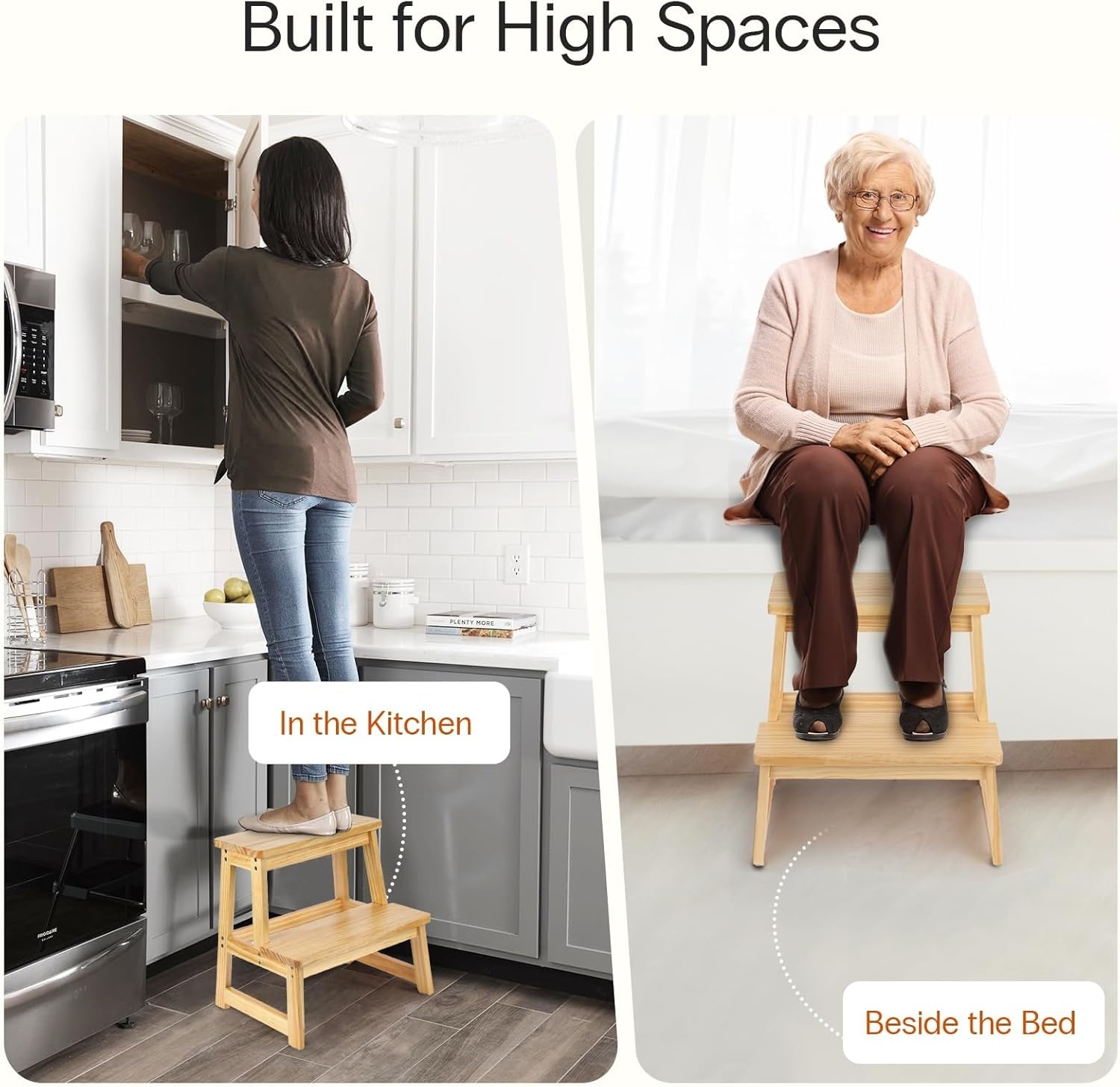 image:imageStrongTek Solid Wood Step Stool for Adults 300 lbs Capacity Durable amp Lightweight Design with AntiSlip Feet Easy Assembly Portable for Kitchen Bathroom amp Bedroom 17 Tall