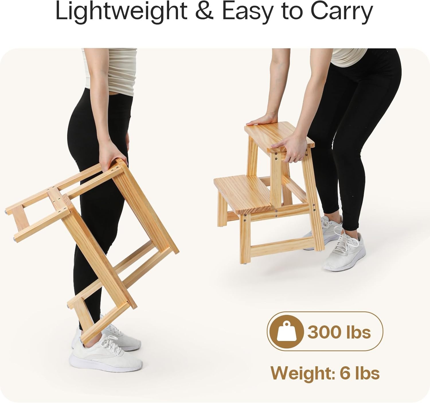 image:imageStrongTek Solid Wood Step Stool for Adults 300 lbs Capacity Durable amp Lightweight Design with AntiSlip Feet Easy Assembly Portable for Kitchen Bathroom amp Bedroom 17 Tall