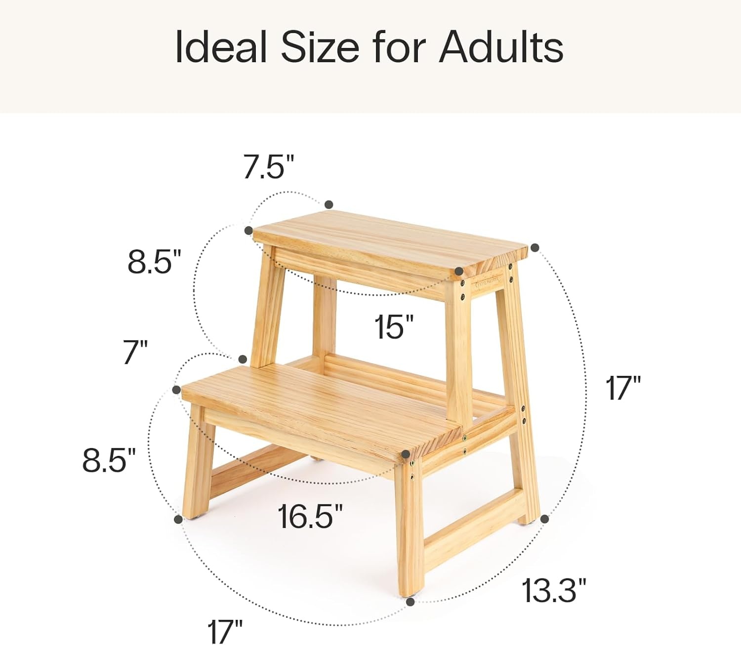 image:imageStrongTek Solid Wood Step Stool for Adults 300 lbs Capacity Durable amp Lightweight Design with AntiSlip Feet Easy Assembly Portable for Kitchen Bathroom amp Bedroom 17 Tall