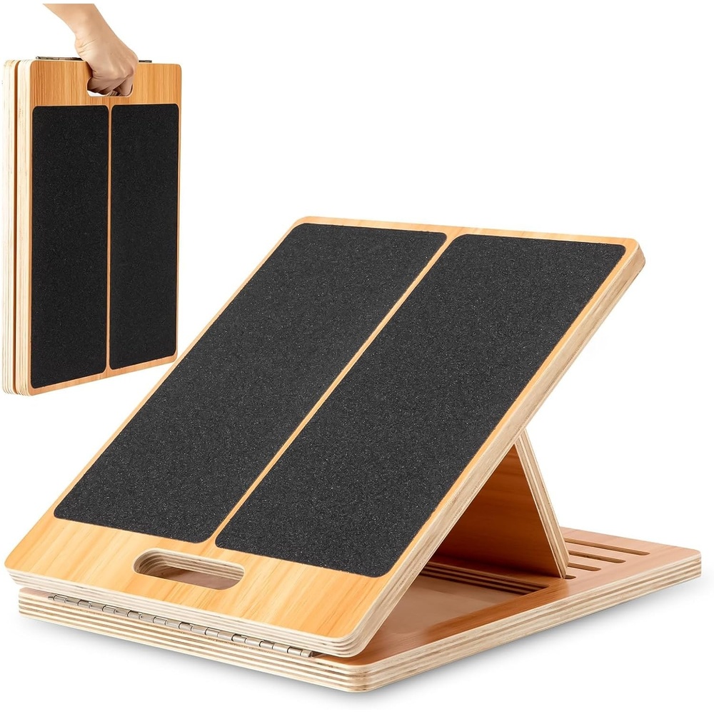 image:imageStrongTek 13 Wide Portable Wooden Slant Board 5Level Incline 1535 Lower Grip Handle Beginner amp Rehab Friendly NonSlip Surface for Calf Stretching Squats Physical Therapylarge