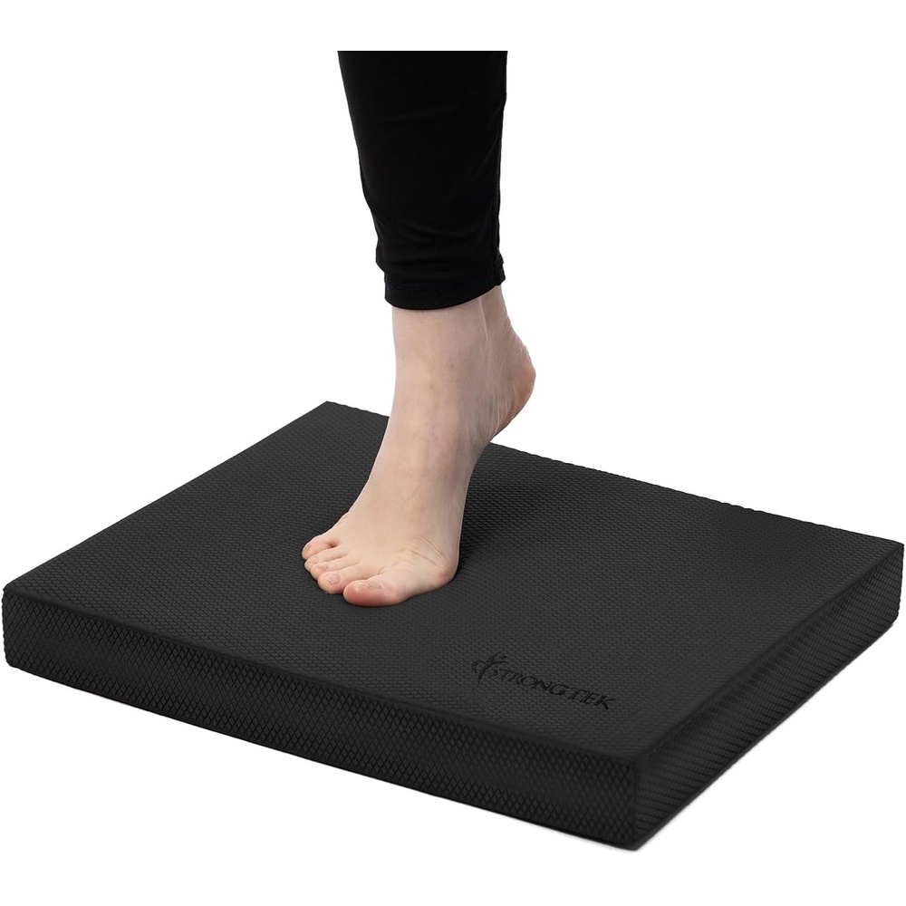 image:imageStrongTek Professional Foam Exercise Balance Pad 158 x 13 x 2 HighDensity TPE Foam Knee Pad NonSlip amp WaterResistant for Balance Training Physical Therapy Yoga and MoreBlack