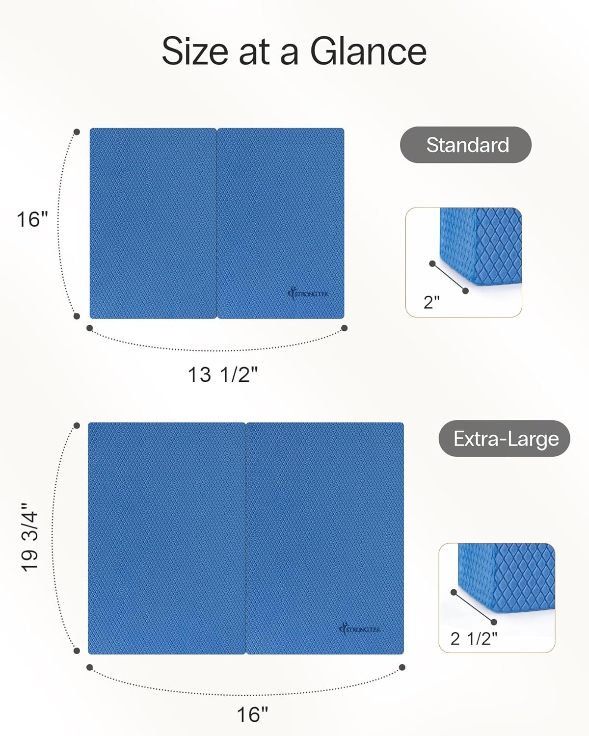 image:imageStrongTek 2in1 NonSlip Balance Pad HighDensity Foam Cushion Supportive Exercise Mat amp Knee Pad for Core Training Yoga Pilates Physical Therapy Stability Training Stretching and RehabXLBLUE