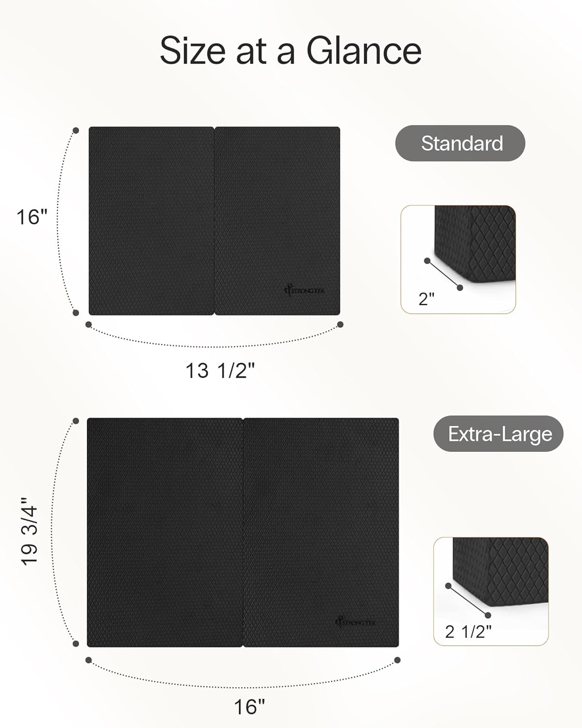 image:imageStrongTek 2in1 NonSlip Balance Pad HighDensity Foam Cushion Supportive Exercise Mat amp Knee Pad for Core Training Yoga Pilates Physical Therapy Stability Training Stretching and RehabLBLACK