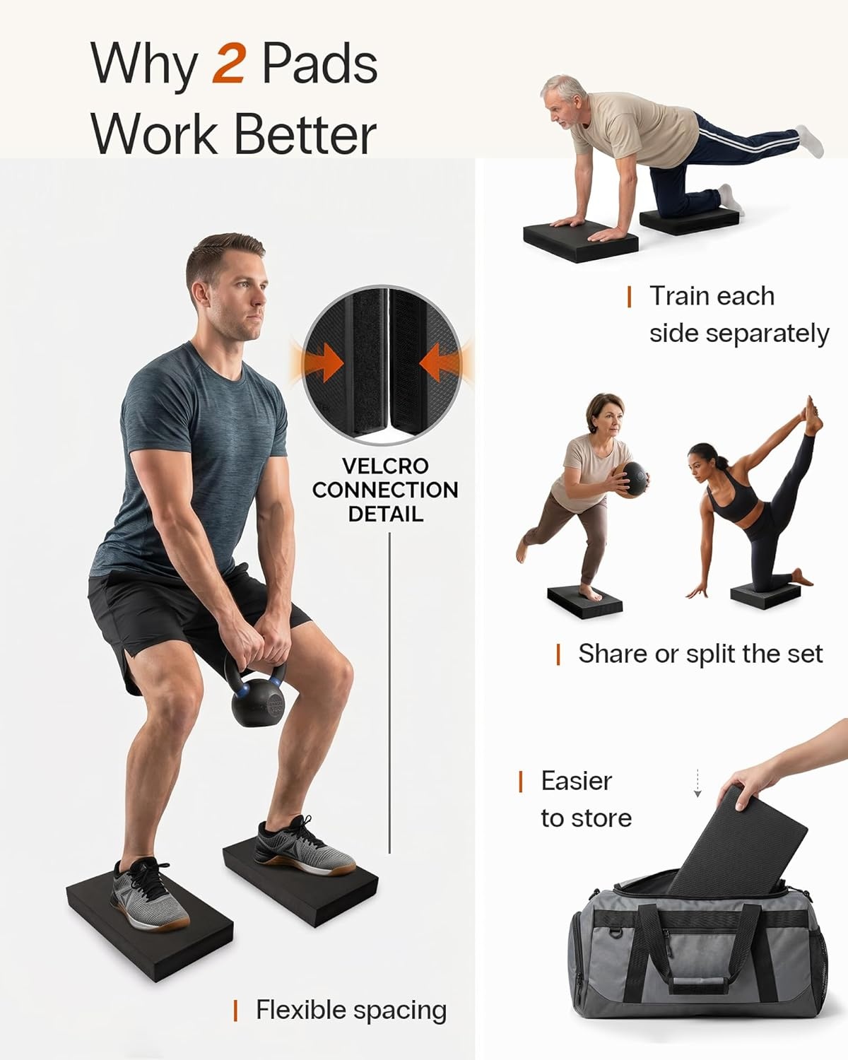 image:imageStrongTek 2in1 NonSlip Balance Pad HighDensity Foam Cushion Supportive Exercise Mat amp Knee Pad for Core Training Yoga Pilates Physical Therapy Stability Training Stretching and RehabLBLACK