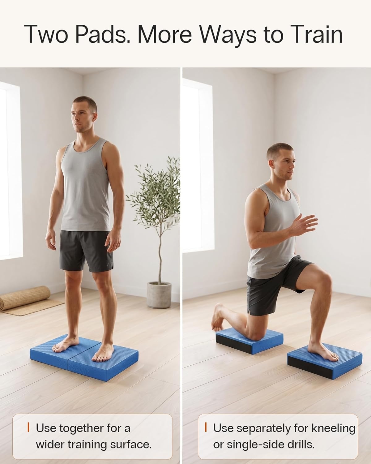 image:imageStrongTek 2in1 NonSlip Balance Pad HighDensity Foam Cushion Supportive Exercise Mat amp Knee Pad for Core Training Yoga Pilates Physical Therapy Stability Training Stretching and RehabXLBLUE