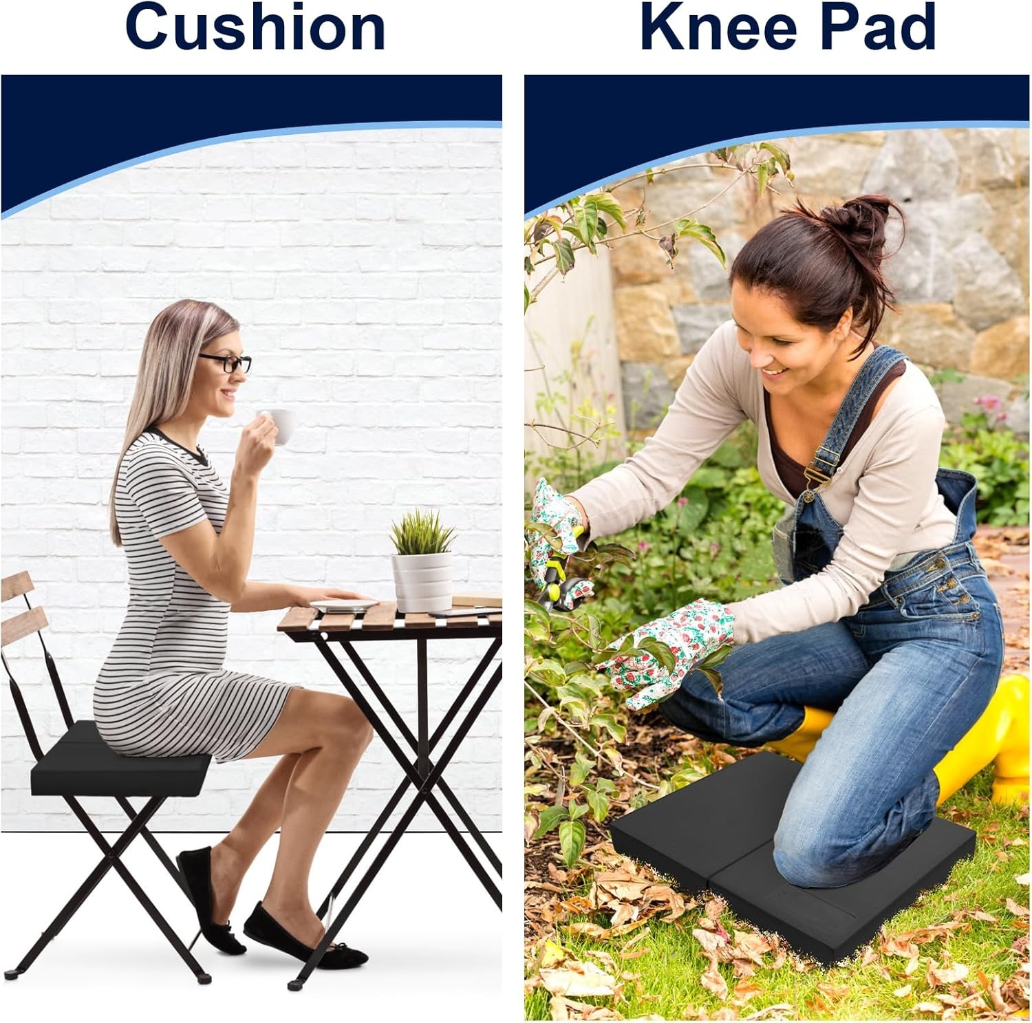 image:imageStrongTek 2in1 NonSlip Balance Pad HighDensity Foam Cushion Supportive Exercise Mat amp Knee Pad for Core Training Yoga Pilates Physical Therapy Stability Training Stretching and RehabXLBLACK