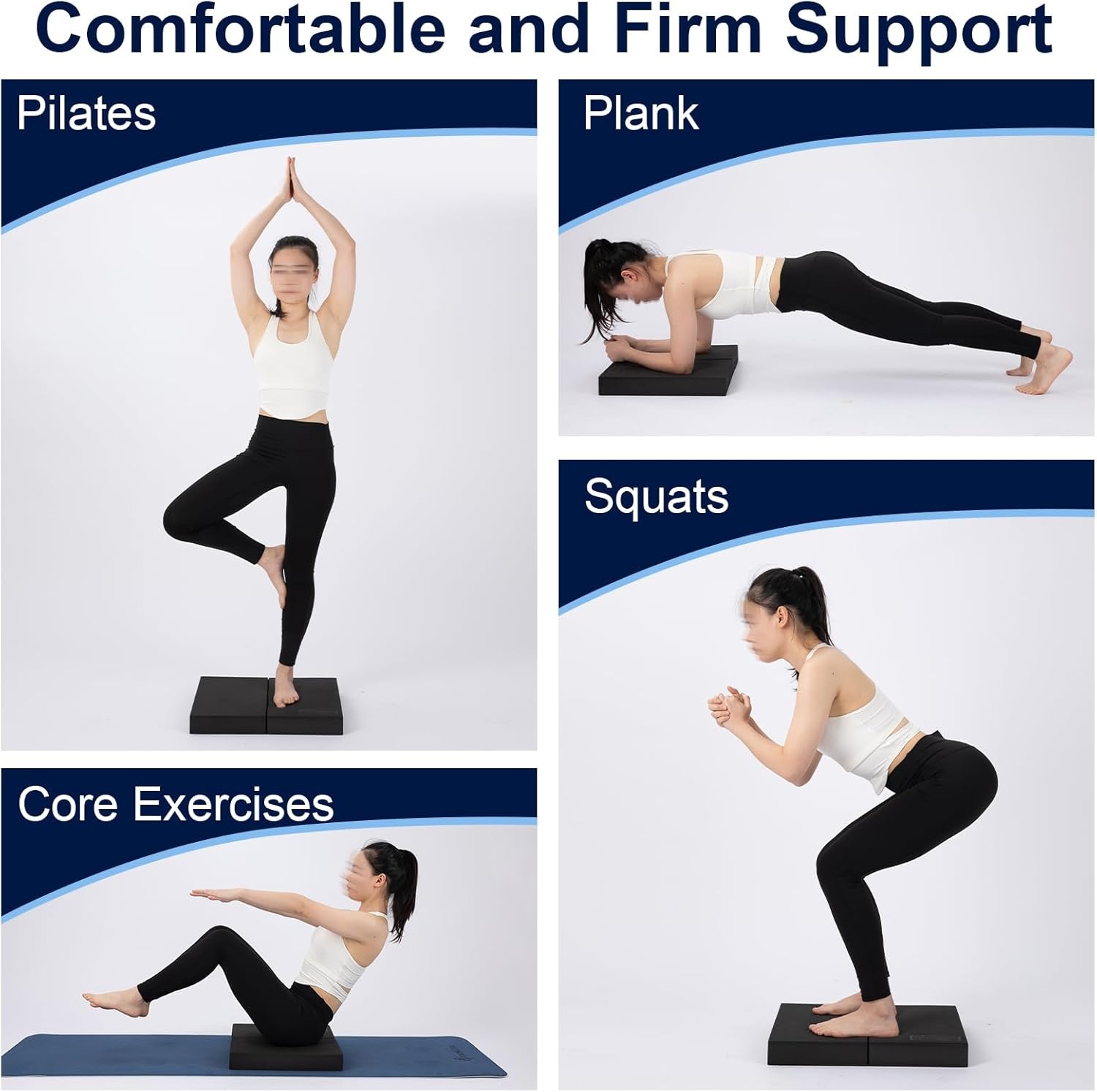 image:imageStrongTek 2in1 NonSlip Balance Pad HighDensity Foam Cushion Supportive Exercise Mat amp Knee Pad for Core Training Yoga Pilates Physical Therapy Stability Training Stretching and RehabXLBLACK