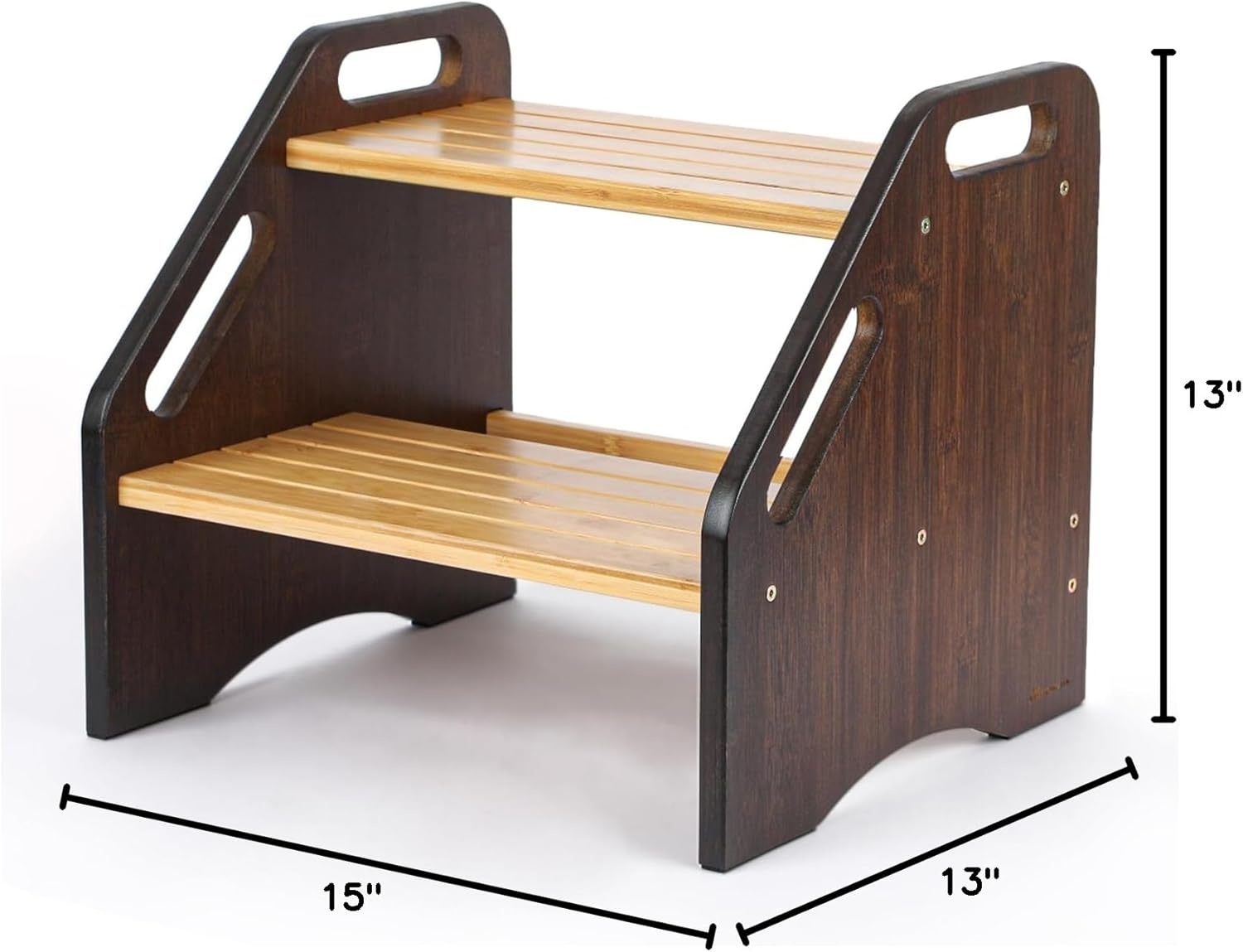 image:imageStrongTek Bamboo Kids Step Stool with Handles 15 Wide NonSlip Steps 350 lb Capacity Portable 2Step Wooden Footstool Easy to Assemble amp Clean Ideal for Bathroom Kitchen Sink amp Toilet