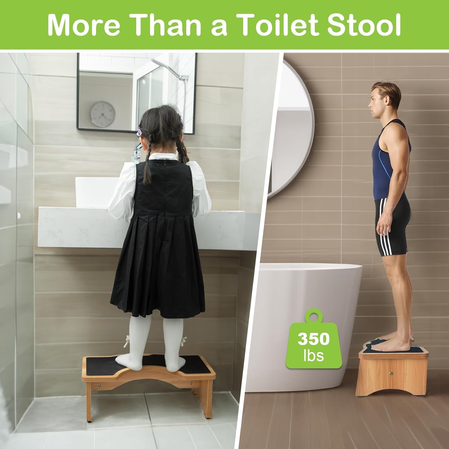 image:imageStrongTek Enhanced Squatting Toilet Stool Wooden Potty Stool for Bathroom ExtraThick Wood Sturdy 350 lbs Capacity Comfortable Toilet Stool for Kids Adults amp SeniorsNaturallarger