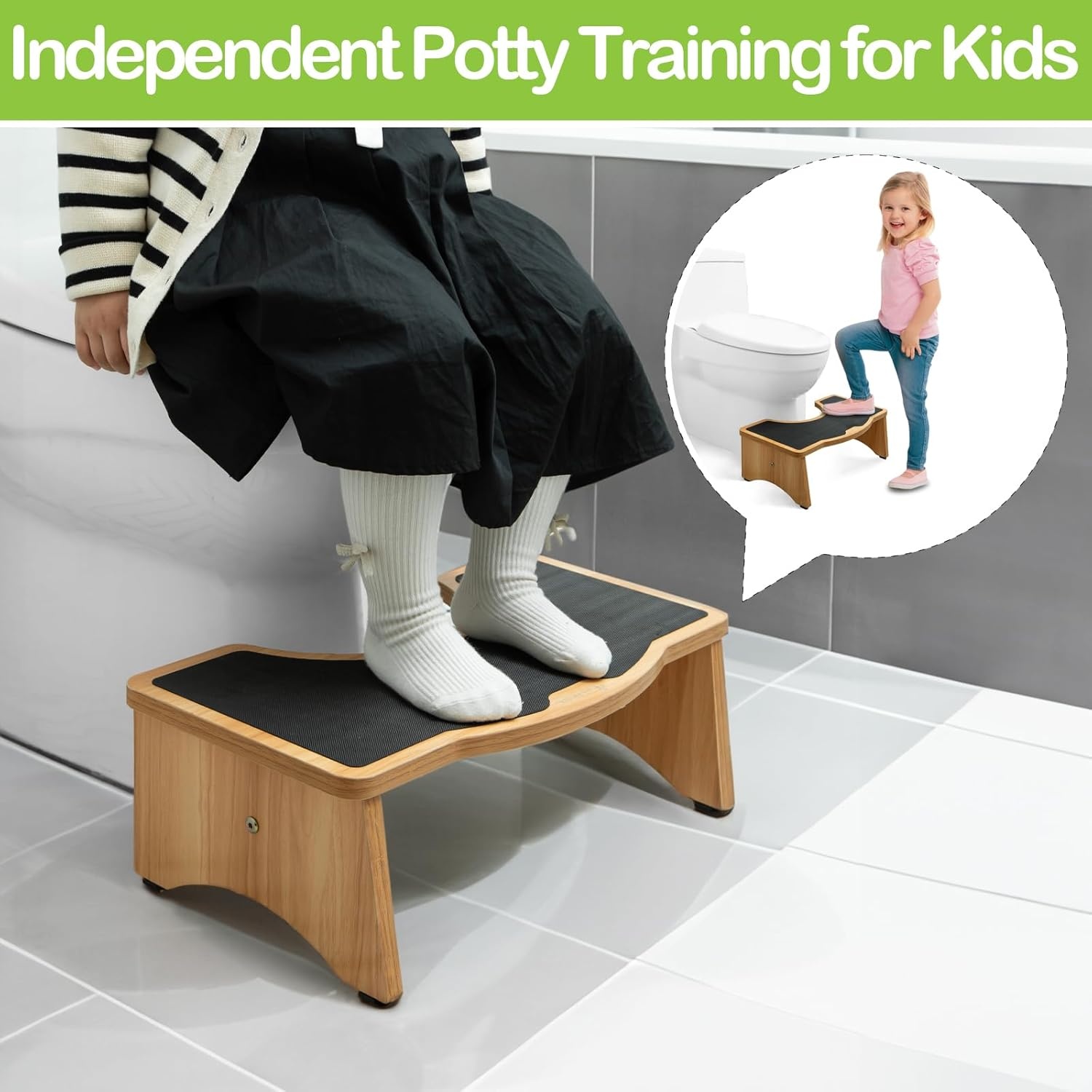 image:imageStrongTek Enhanced Squatting Toilet Stool Wooden Potty Stool for Bathroom ExtraThick Wood Sturdy 350 lbs Capacity Comfortable Toilet Stool for Kids Adults amp SeniorsNaturallarger