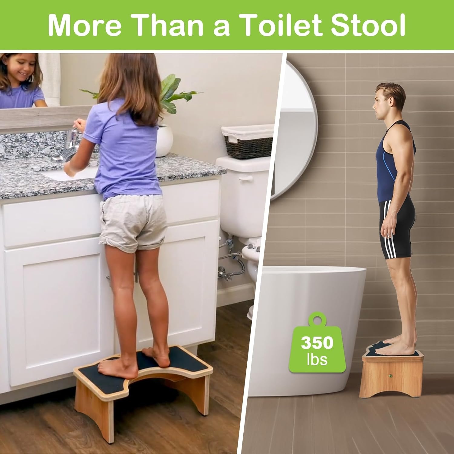 image:imageStrongTek Enhanced Squatting Toilet Stool Wooden Potty Stool for Bathroom ExtraThick Wood Sturdy 350 lbs Capacity Comfortable Toilet Stool for Kids Adults amp SeniorsNatural