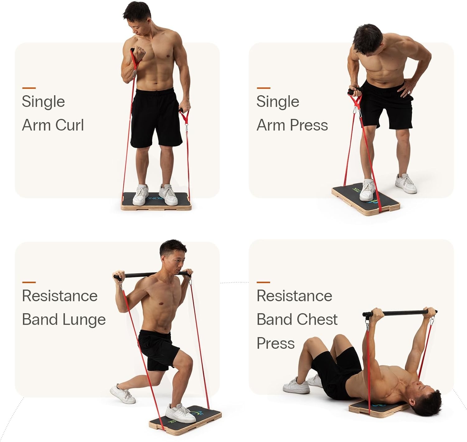image:imageStrongTek Resistance Band Training Platform HeavyDuty BambooWood Board for Safe amp Stable Resistance Workouts NonSlip 1000 lbs Capacity for Arms Shoulders Core Back amp Legswood