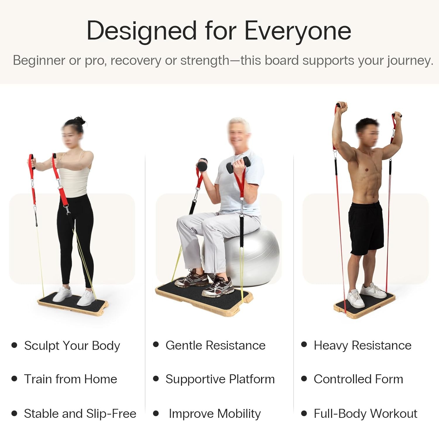 image:imageStrongTek Resistance Band Training Platform HeavyDuty BambooWood Board for Safe amp Stable Resistance Workouts NonSlip 1000 lbs Capacity for Arms Shoulders Core Back amp Legsbamboo