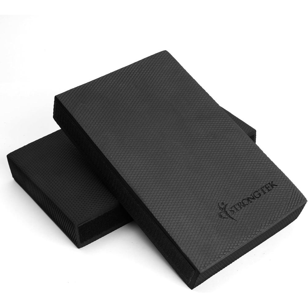 image:imageStrongTek 2in1 NonSlip Balance Pad HighDensity Foam Cushion Supportive Exercise Mat amp Knee Pad for Core Training Yoga Pilates Physical Therapy Stability Training Stretching and RehabLBLACK