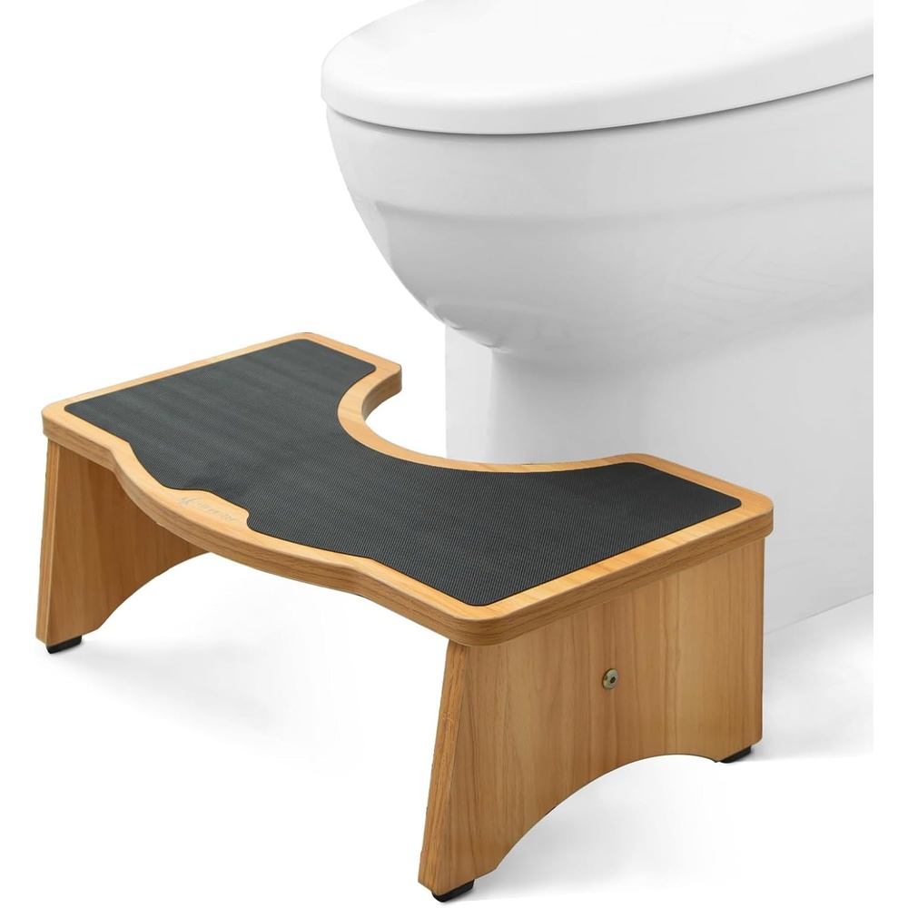 image:imageStrongTek Enhanced Squatting Toilet Stool Wooden Potty Stool for Bathroom ExtraThick Wood Sturdy 350 lbs Capacity Comfortable Toilet Stool for Kids Adults amp SeniorsNaturallarger