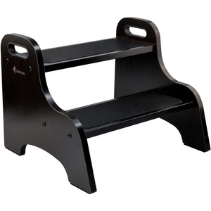 image:imageStrongTek Wooden 2Step Stool for Kids NonSlip Surface with Handles 350 lb Capacity Toddler Step Stool for Bathroom Kitchen and Bedroom NaturalEspresso