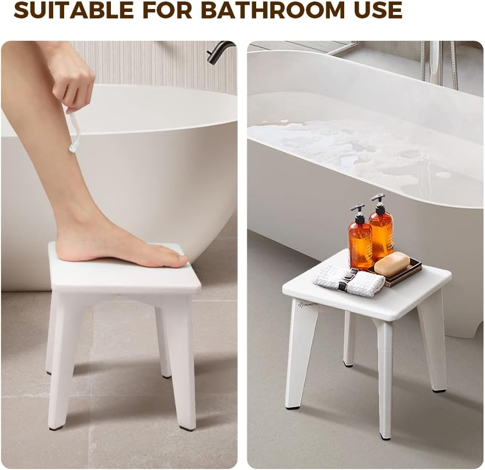 image:imageStrongTek Bamboo Step Stool for Kids and Adults Natural Material Sturdy and Versatile Short Foot Stool for Bathroom Kitchen Bedroom Compact 10inch Small Wood Stool Plant Stand BlackWhite