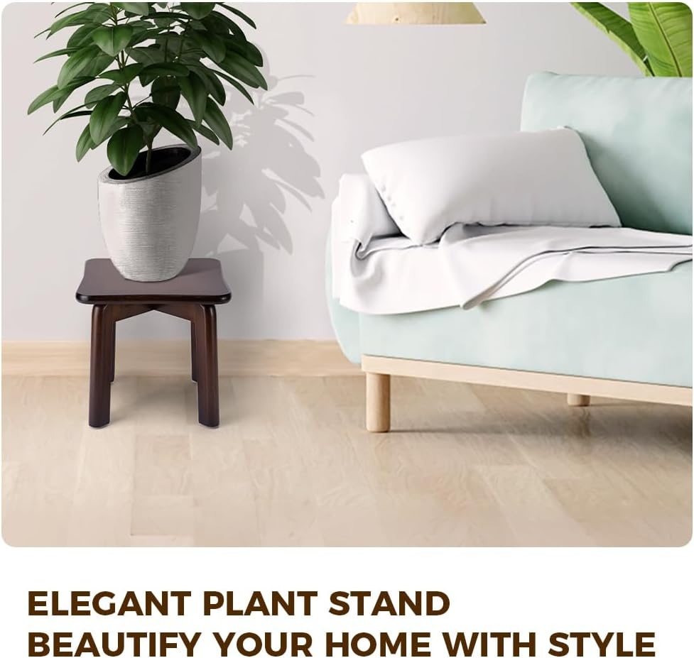 image:imageStrongTek Bamboo Step Stool for Kids and Adults Natural Material Sturdy and Versatile Short Foot Stool for Bathroom Kitchen Bedroom Compact 10inch Small Wood Stool Plant Stand BlackUpgradedwalnut