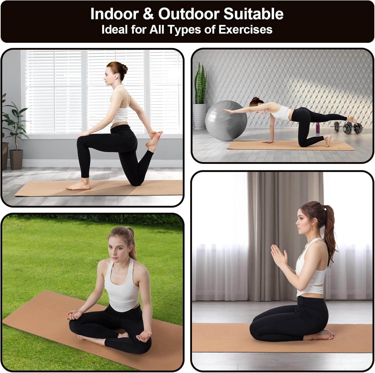 image:imageStrongTek EcoFriendly Cork Yoga Mat 7mm Thick 72x24 CorkTPE 2 lbs NonSlip Lightweight amp Cushioned Mat for Hot Yoga Pilates amp Home Fitness Durable Surface with Natural Grip and Carry StrapCorkTPE
