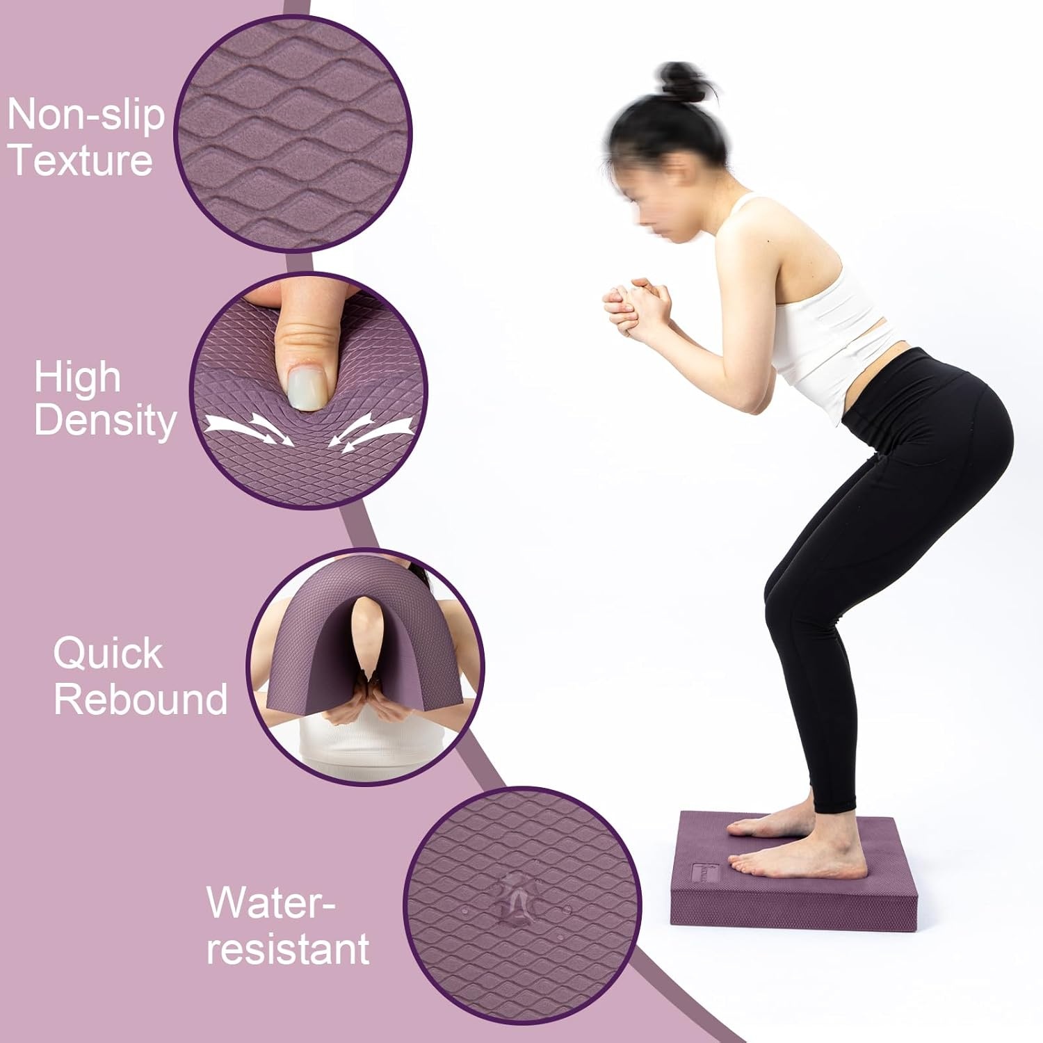 image:imageStrongTek Extra Wide Foam Balance Pad for Physical Therapy 19 X 158 X 24 HighDensity TPE Foam Pad for Exercise Enhanced Stability Core Strength NonSlip amp WaterResistant for Fitness YogaPurple