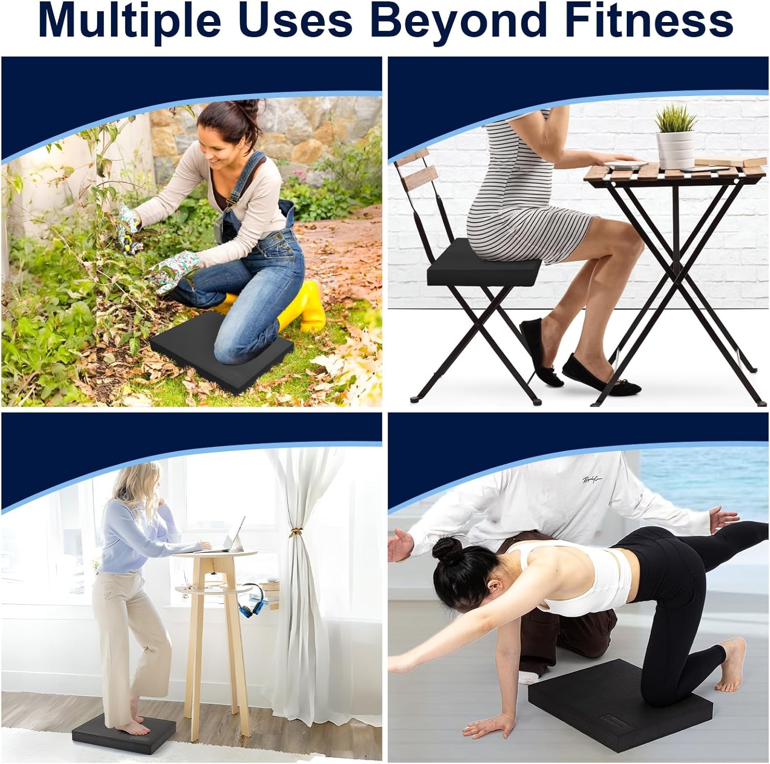 image:imageStrongTek Extra Wide Foam Balance Pad for Physical Therapy 19 X 158 X 24 HighDensity TPE Foam Pad for Exercise Enhanced Stability Core Strength NonSlip amp WaterResistant for Fitness YogaBlackSet of 2