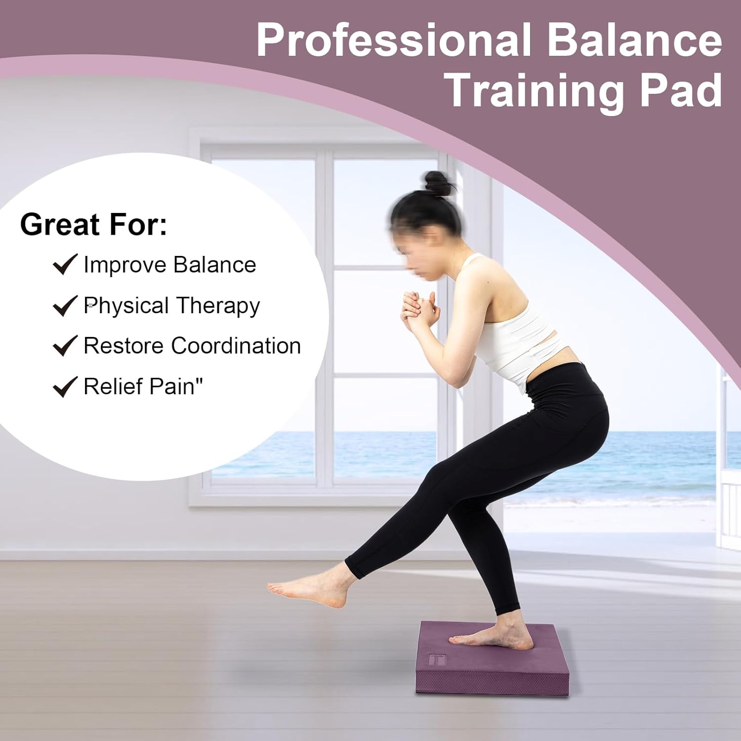 image:imageStrongTek Extra Wide Foam Balance Pad for Physical Therapy 19 X 158 X 24 HighDensity TPE Foam Pad for Exercise Enhanced Stability Core Strength NonSlip amp WaterResistant for Fitness YogaPurple