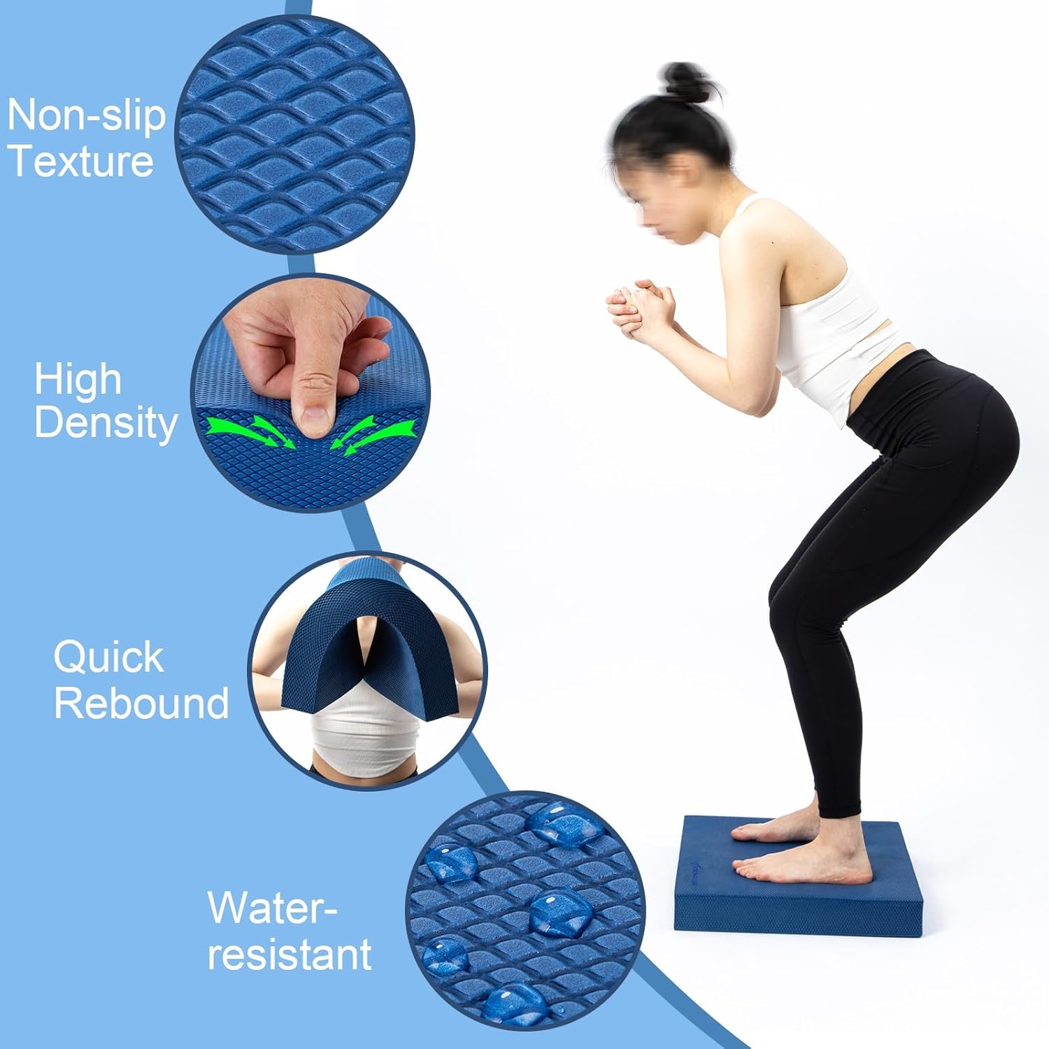 image:imageStrongTek Extra Wide Foam Balance Pad for Physical Therapy 19 X 158 X 24 HighDensity TPE Foam Pad for Exercise Enhanced Stability Core Strength NonSlip amp WaterResistant for Fitness YogaBlue