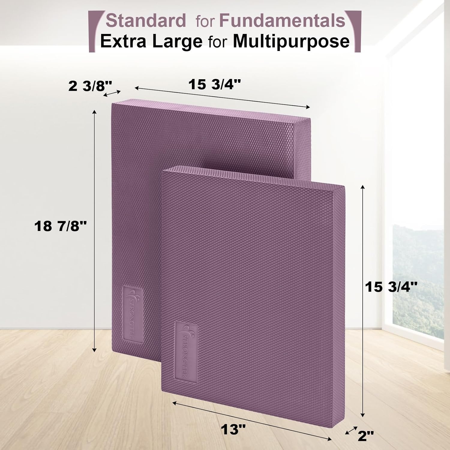 image:imageStrongTek Extra Wide Foam Balance Pad for Physical Therapy 19 X 158 X 24 HighDensity TPE Foam Pad for Exercise Enhanced Stability Core Strength NonSlip amp WaterResistant for Fitness YogaPurple