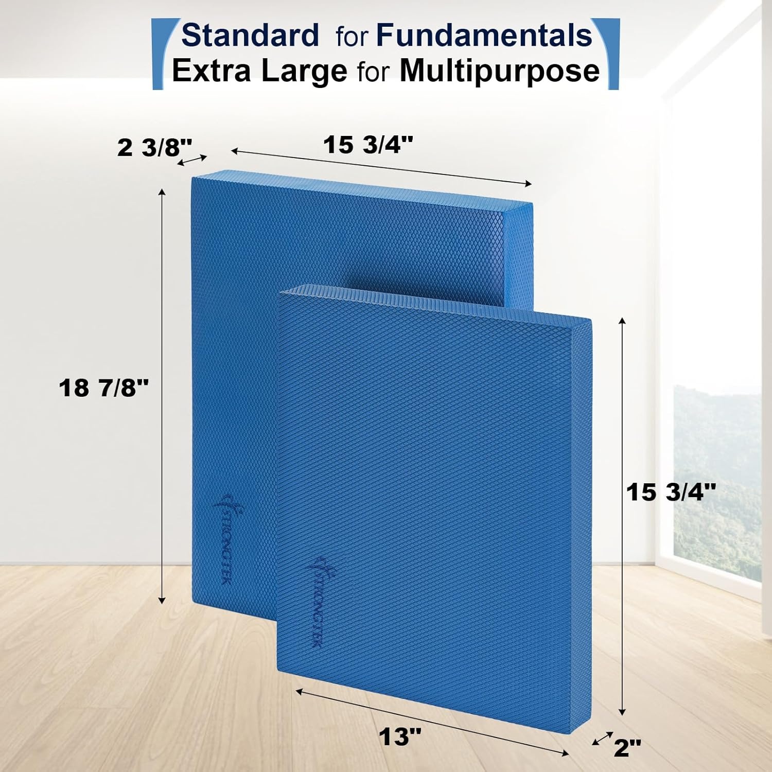 image:imageStrongTek Extra Wide Foam Balance Pad for Physical Therapy 19 X 158 X 24 HighDensity TPE Foam Pad for Exercise Enhanced Stability Core Strength NonSlip amp WaterResistant for Fitness YogaBlue