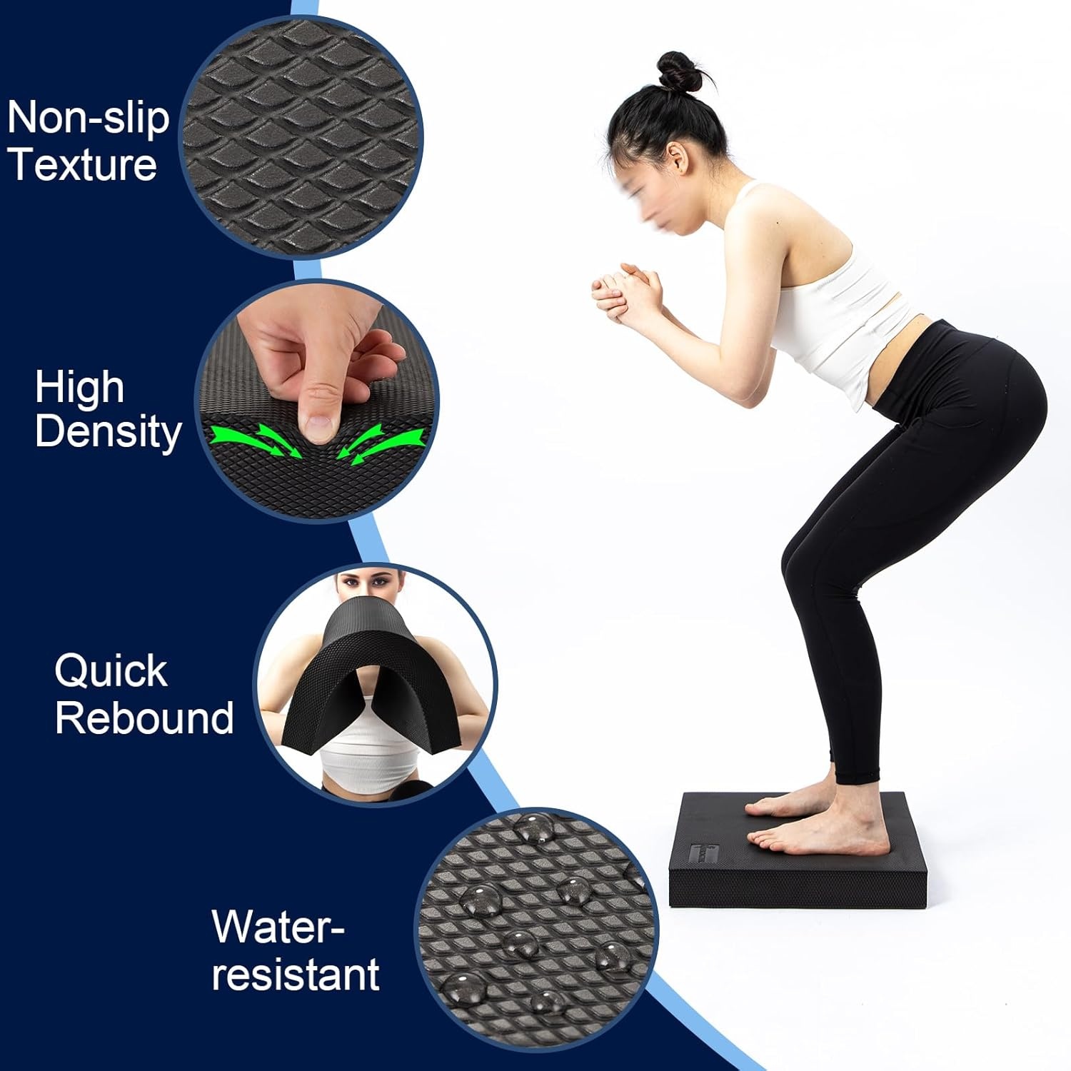 image:imageStrongTek Extra Wide Foam Balance Pad for Physical Therapy 19 X 158 X 24 HighDensity TPE Foam Pad for Exercise Enhanced Stability Core Strength NonSlip amp WaterResistant for Fitness YogaBlackSet of 2