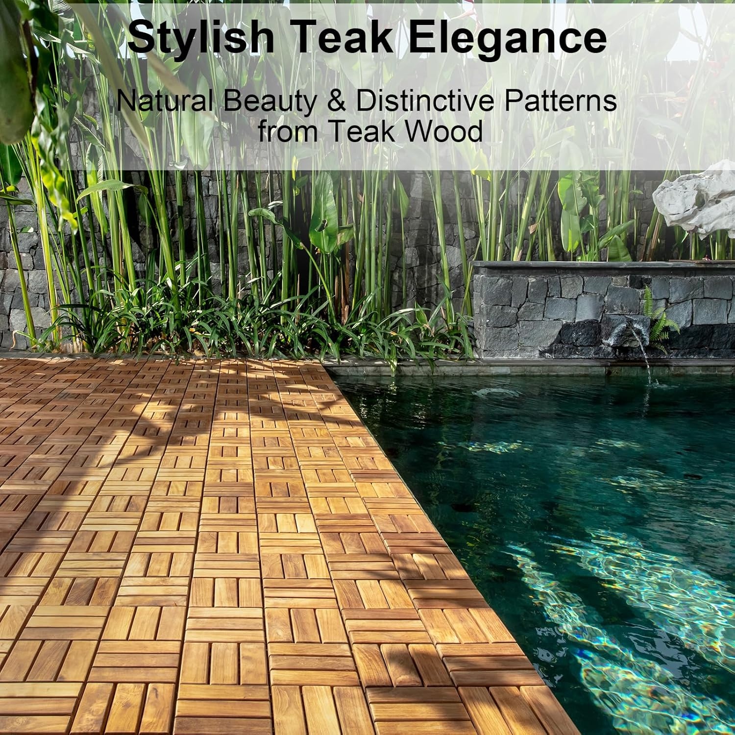 image:imageStrongTek Teak Interlocking Deck Tiles 12 x 12 Set of 10 Handcrafted in Indonesia Easy Installation WeatherResistant Ideal for Patios Balconies Gardens and Outdoor Spaces Transformation