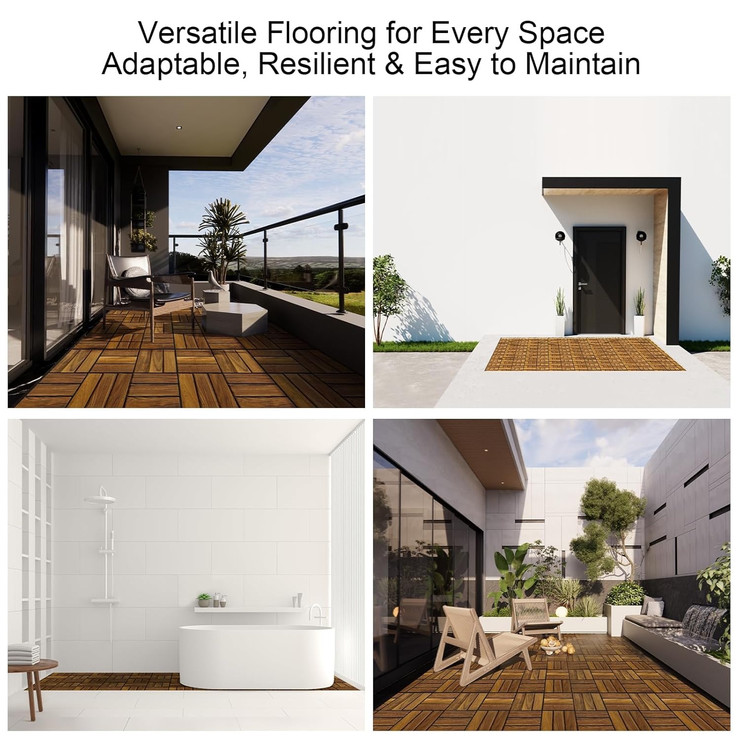 image:imageStrongTek Teak Interlocking Deck Tiles 12 x 12 Set of 10 Handcrafted in Indonesia Easy Installation WeatherResistant Ideal for Patios Balconies Gardens and Outdoor Spaces Transformation